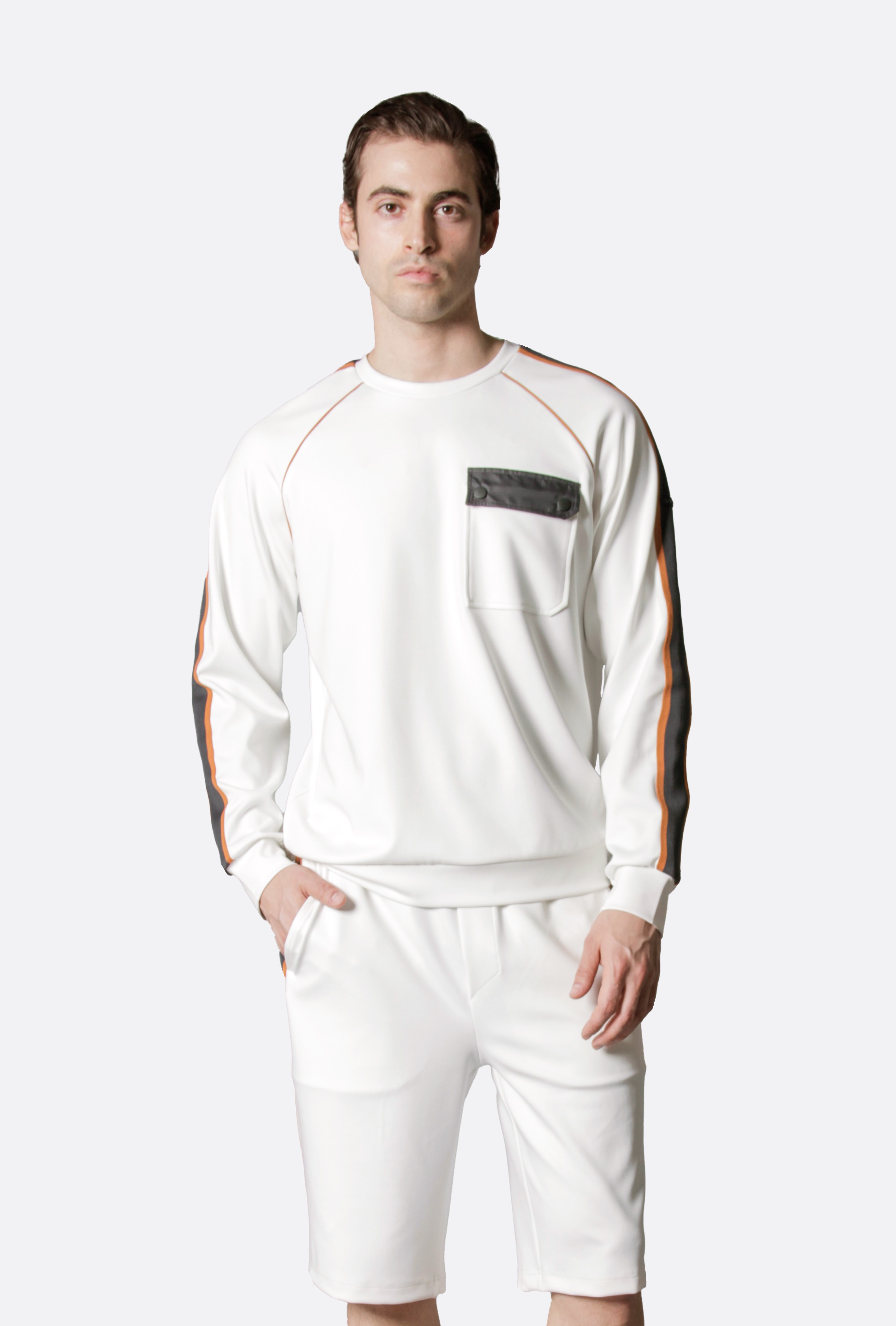 STRIPE CREW NECK SWEAT - SUBTLE WHITE