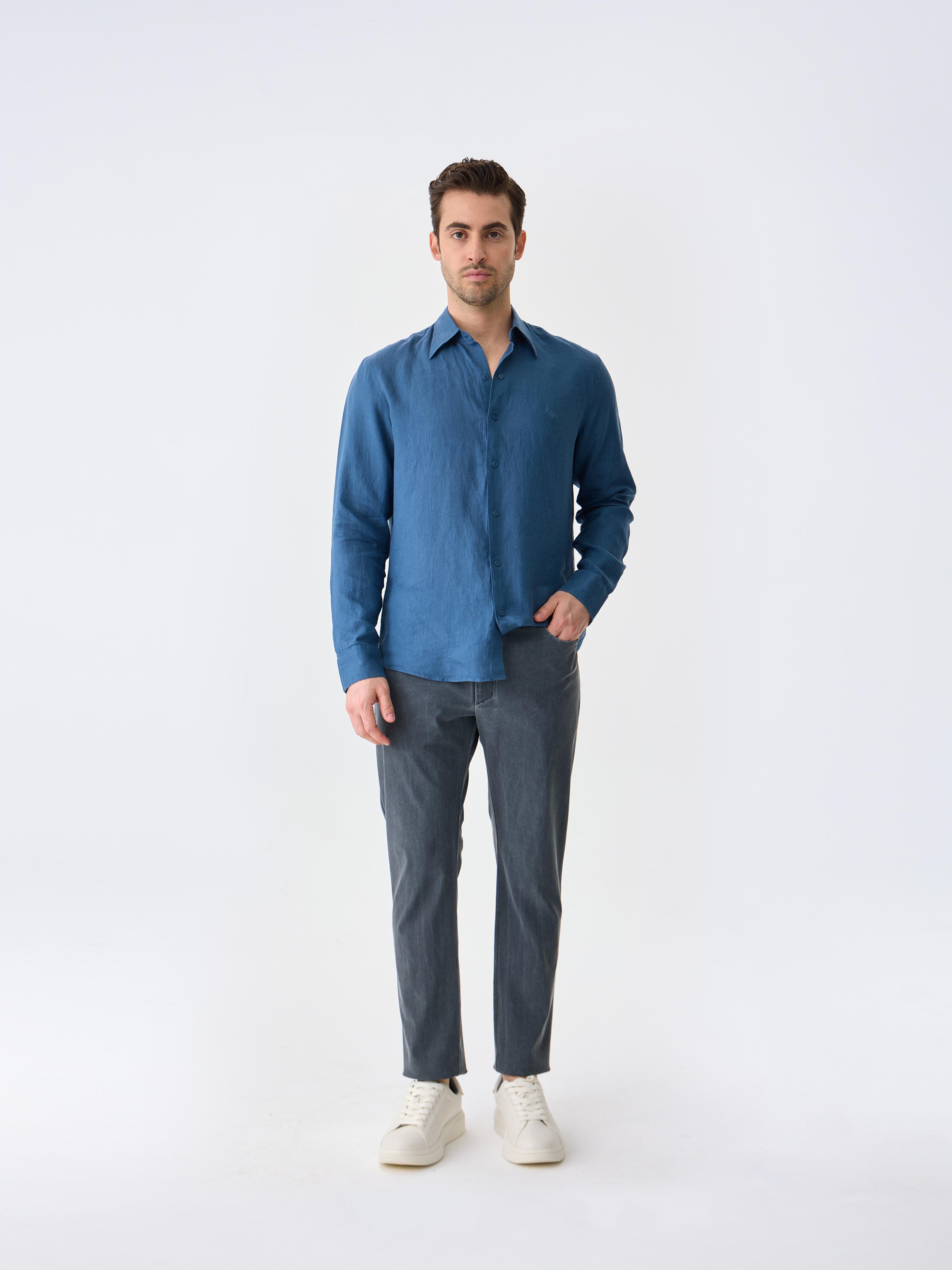 THE LINEN SHIRT - AZURE BLUE