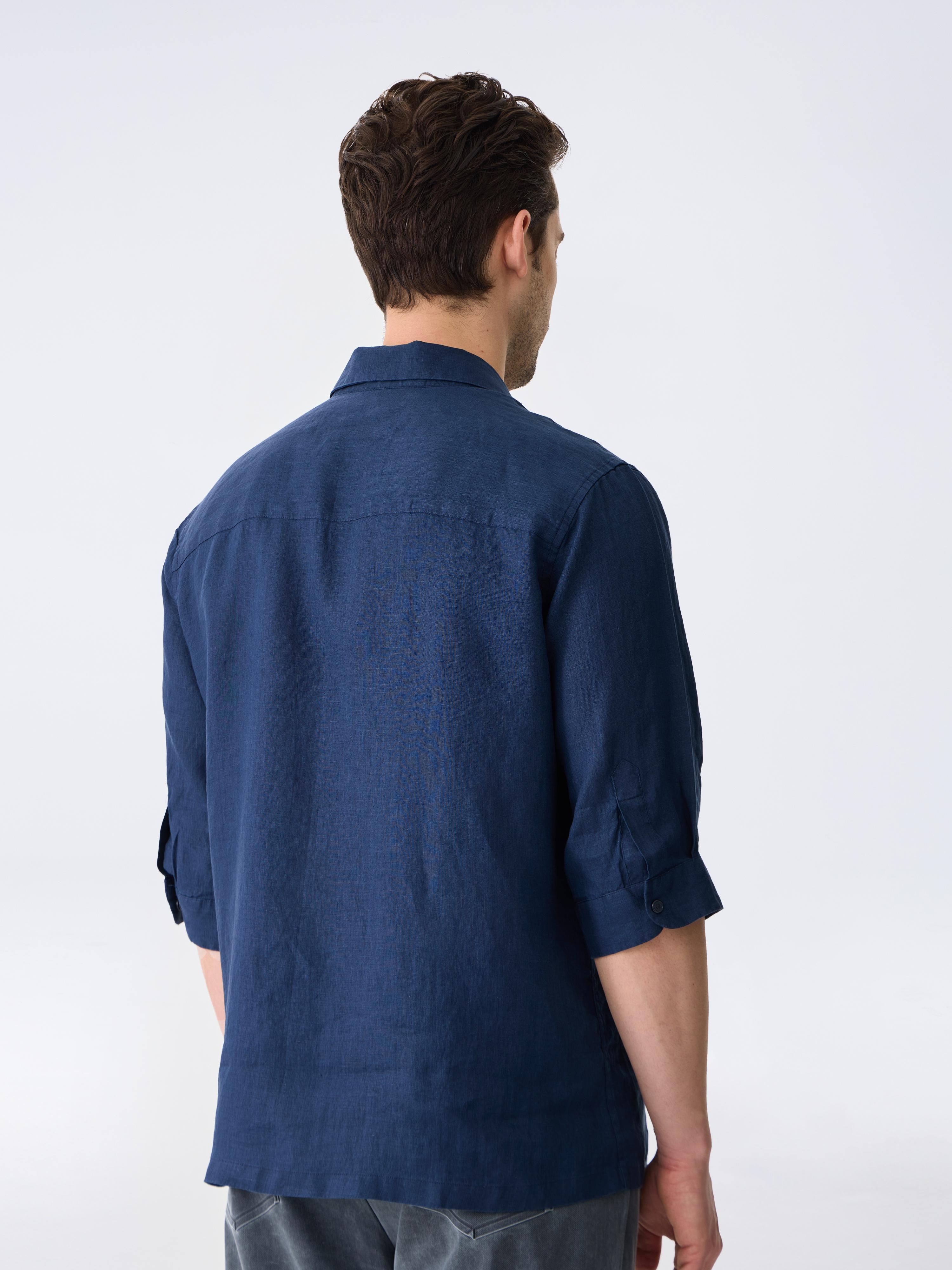 THE LINEN SHIRT 3/4 - NAVY