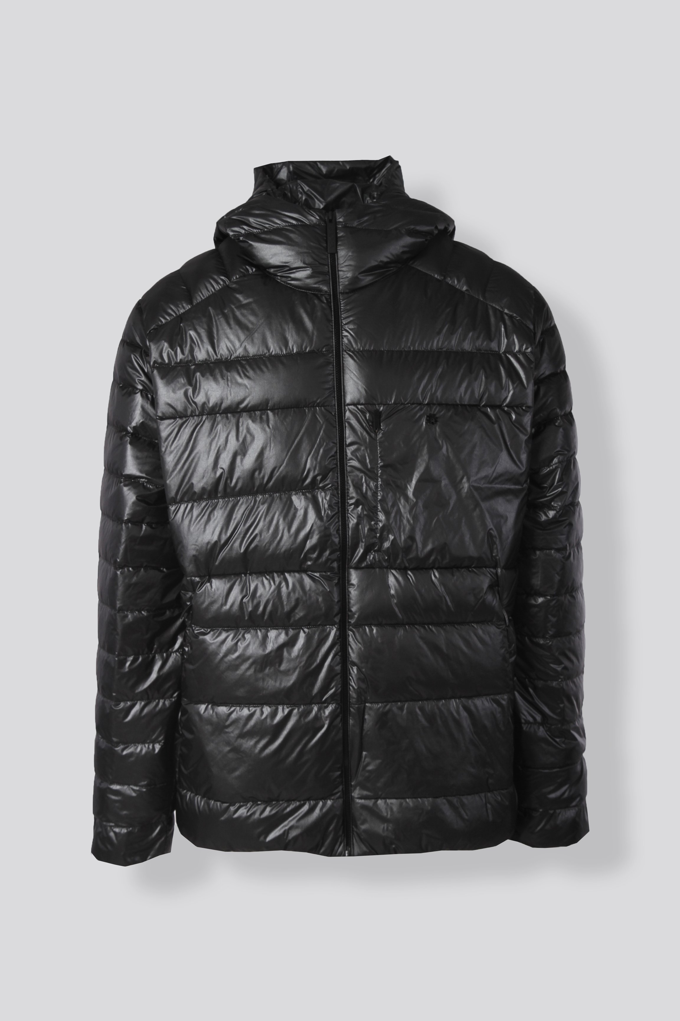 HOODED BOLD DOWN JACKET - BLACK ONYX