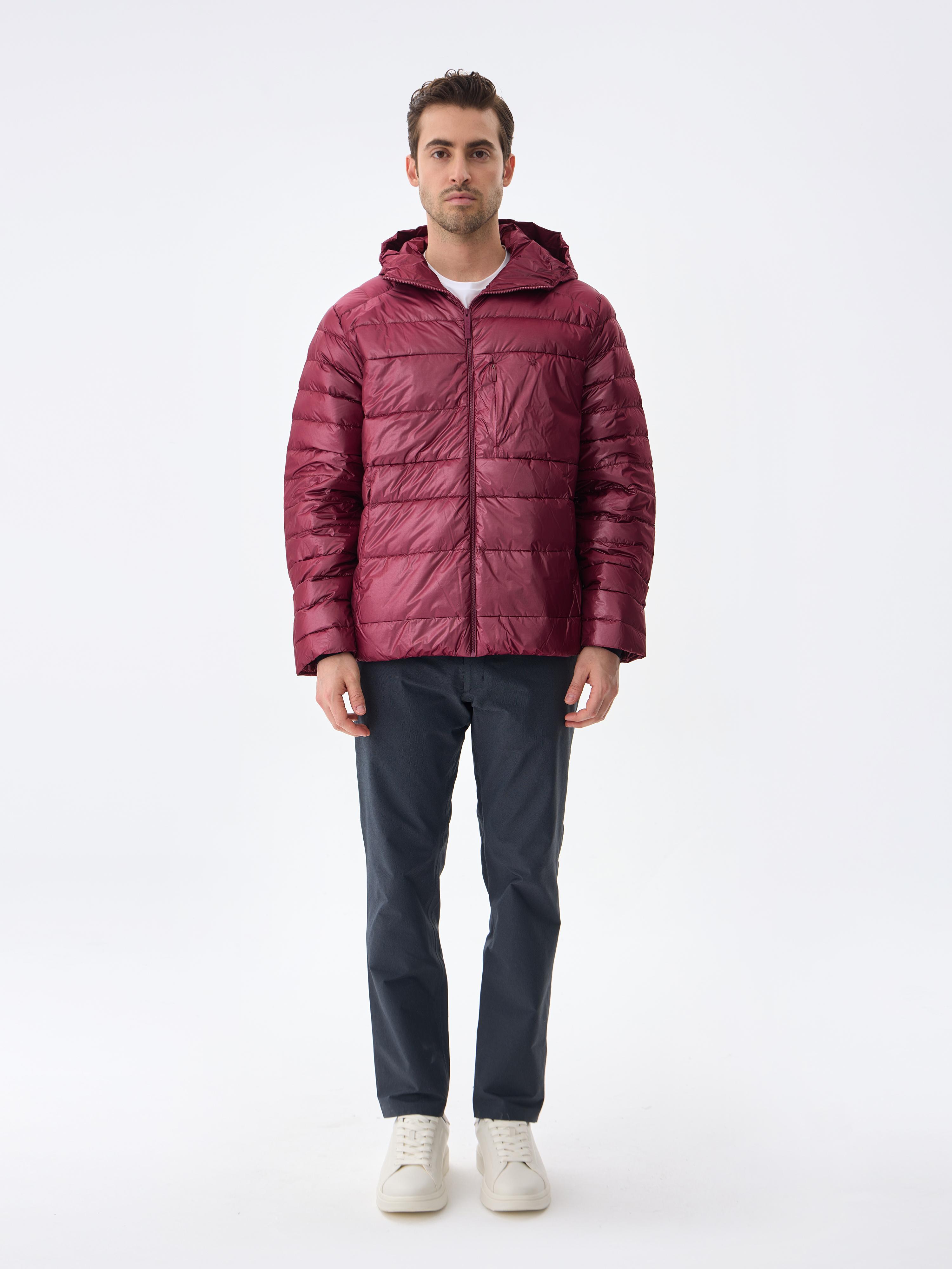 HOODED BOLD DOWN JACKET - BORDEAUX