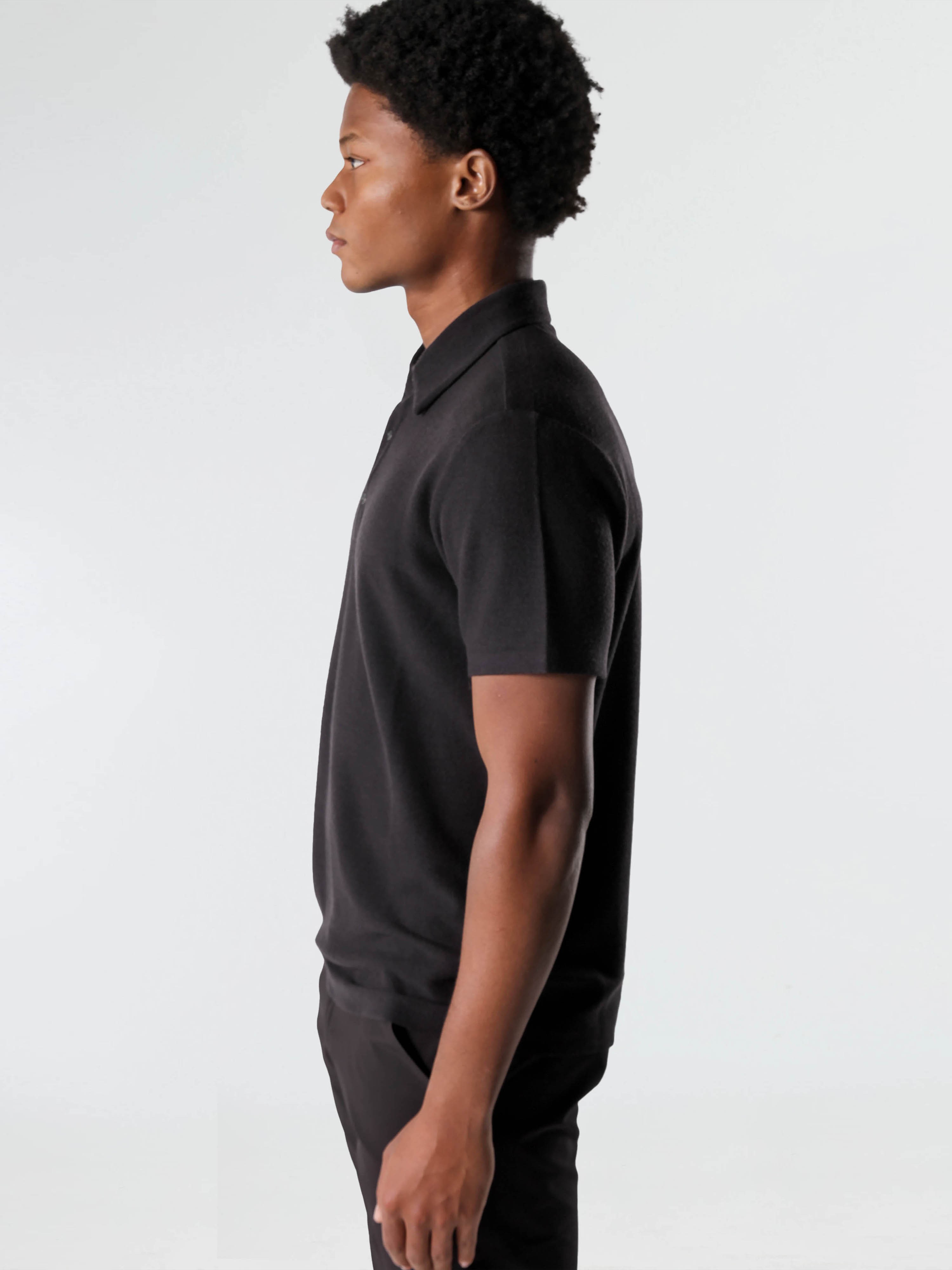 WOOLEN ELEGANCE POLO - DARK GREY