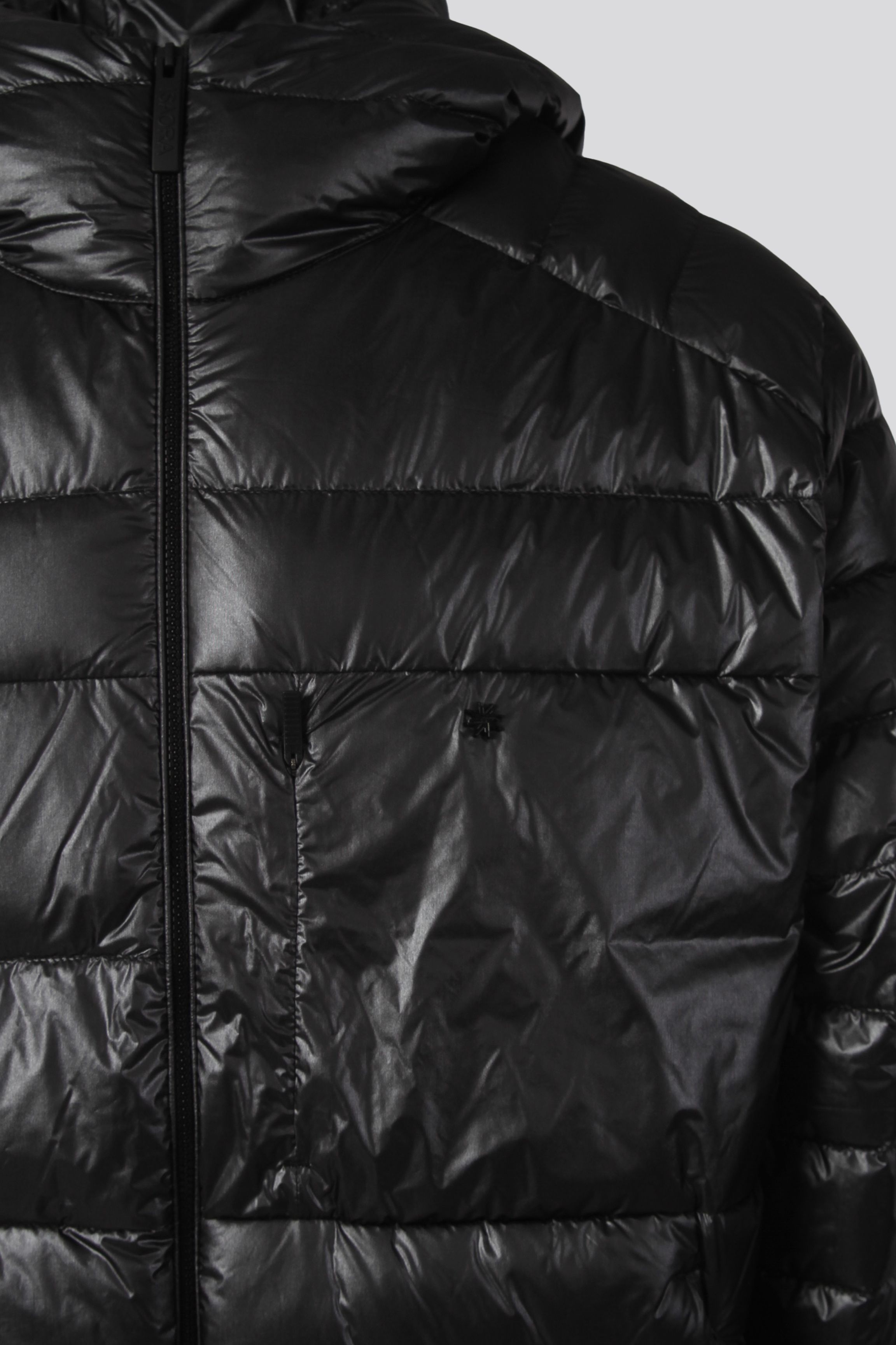 HOODED BOLD DOWN JACKET - BLACK ONYX