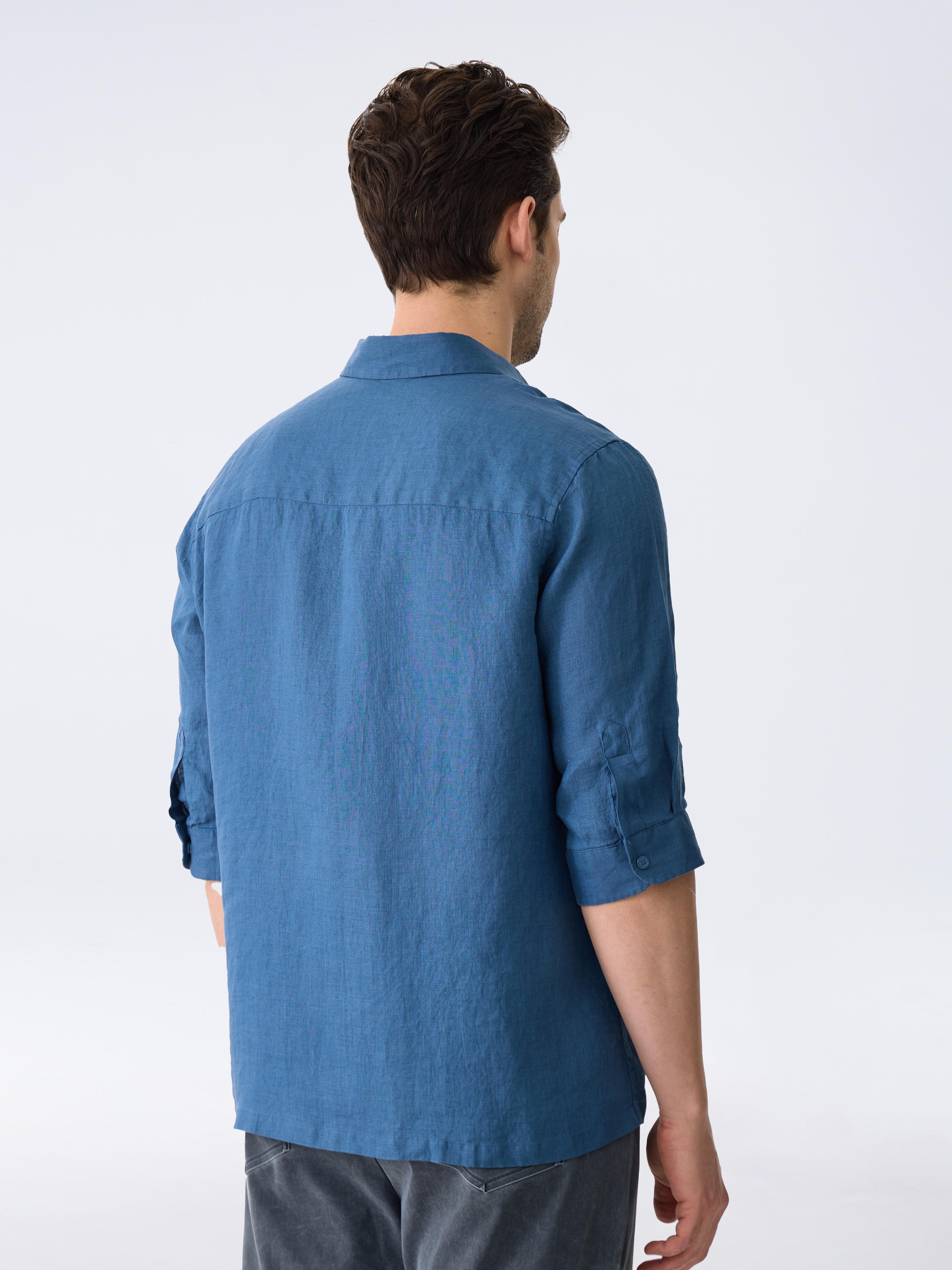 THE LINEN SHIRT 3/4 - AZURE BLUE