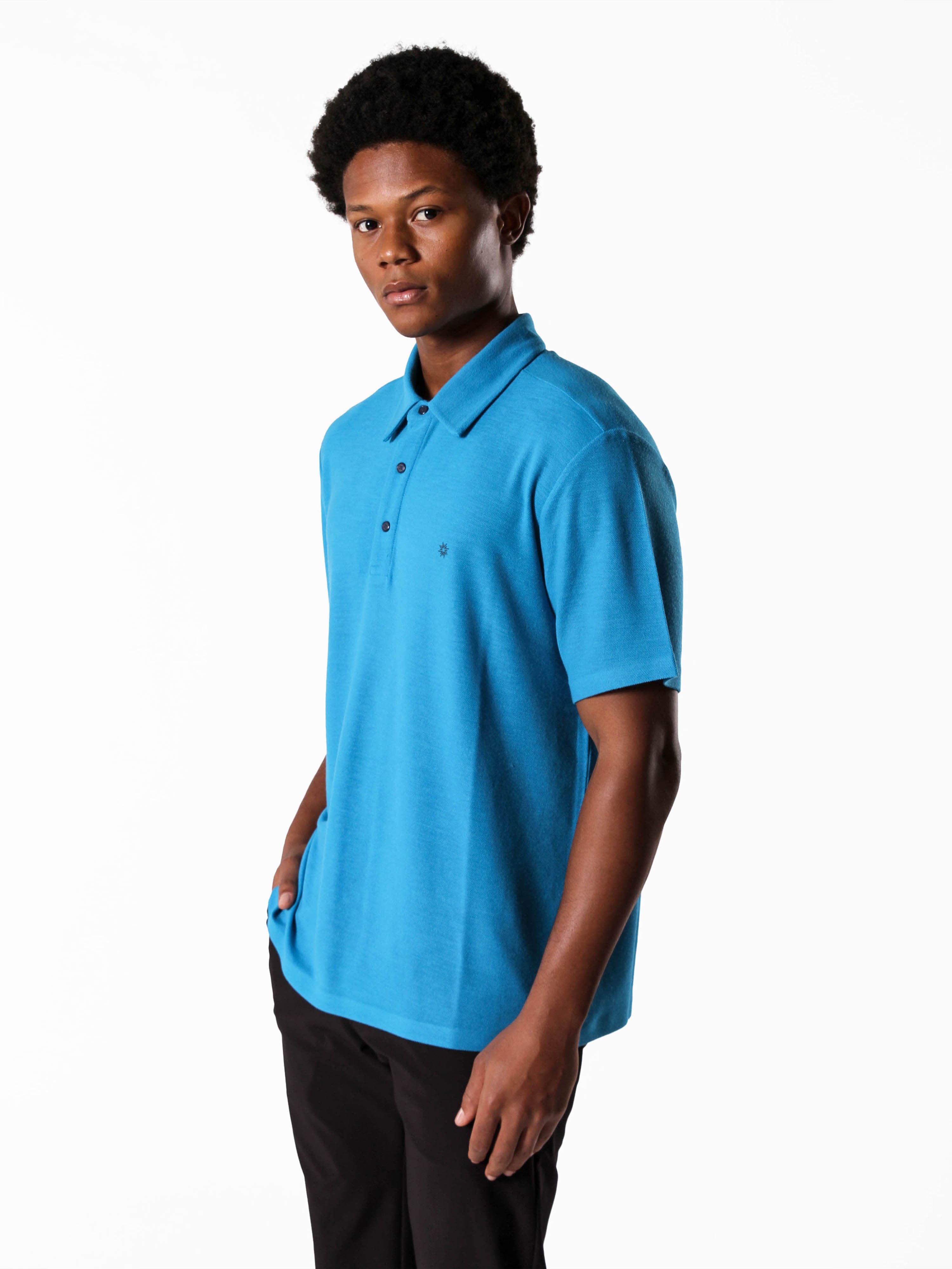 WOOLEN ELEGANCE POLO - BLUE