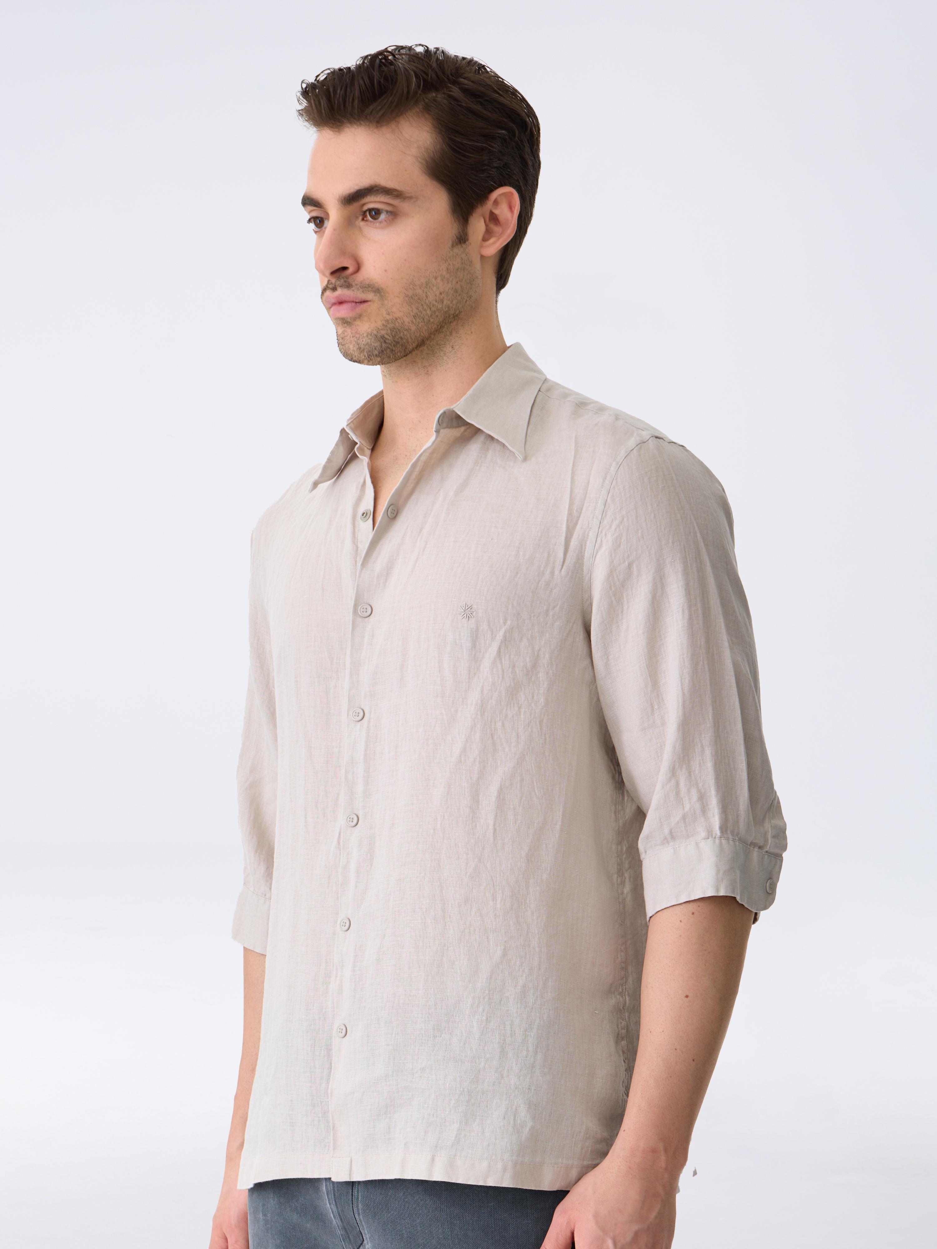THE LINEN SHIRT 3/4 - BEIGE