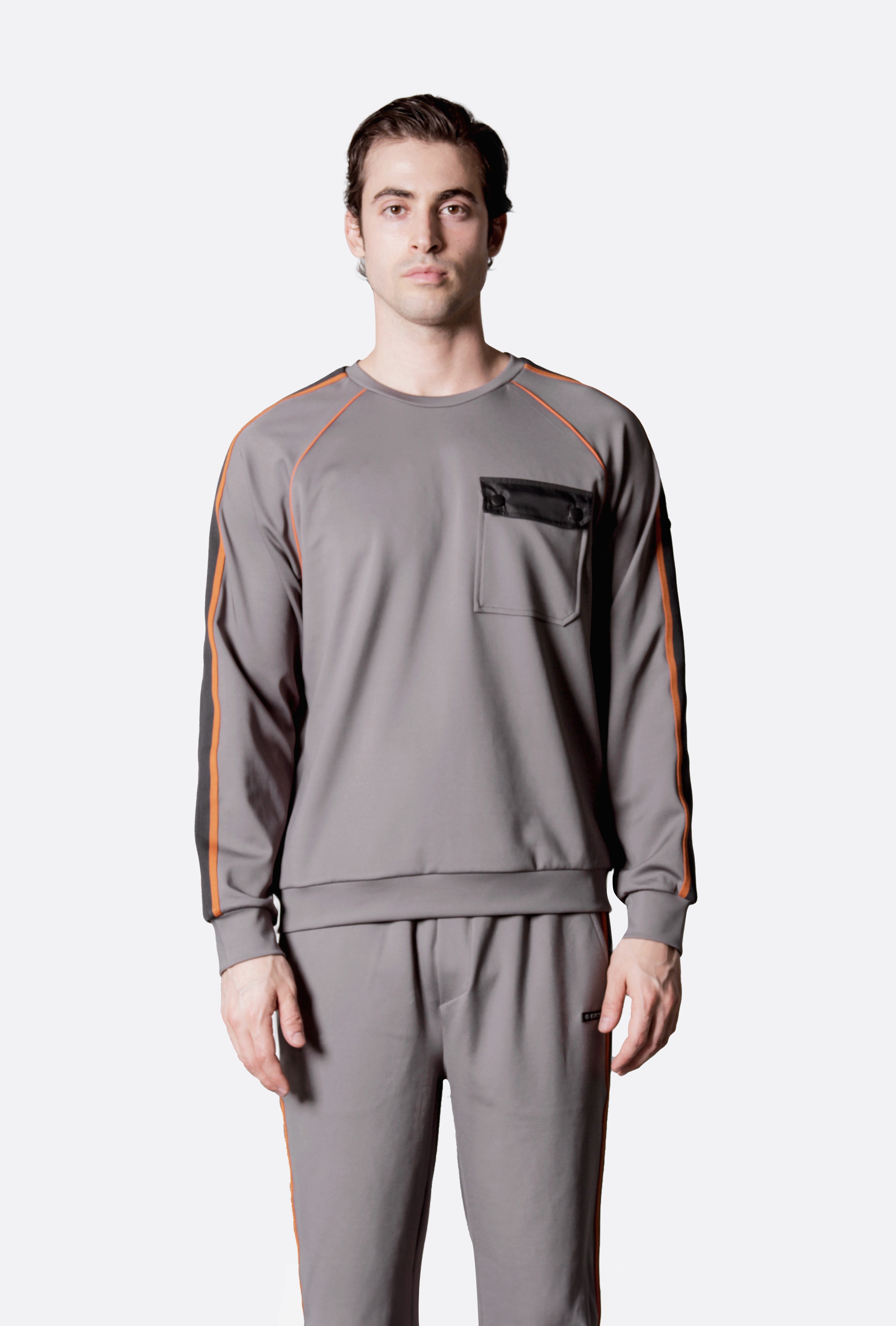 STRIPE CREW NECK SWEAT - NARDO GREY