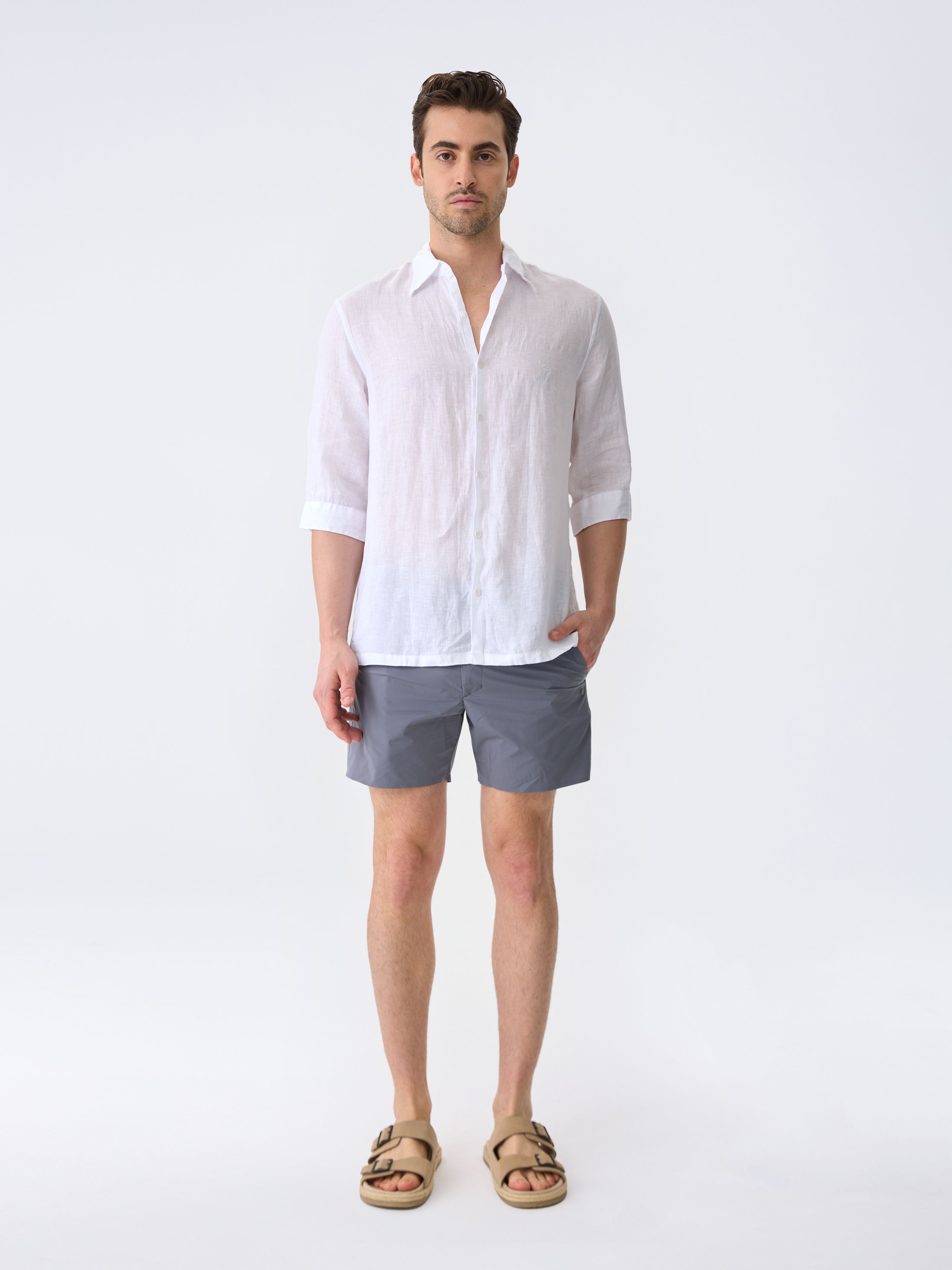 THE LINEN SHIRT 3/4 - WHITE