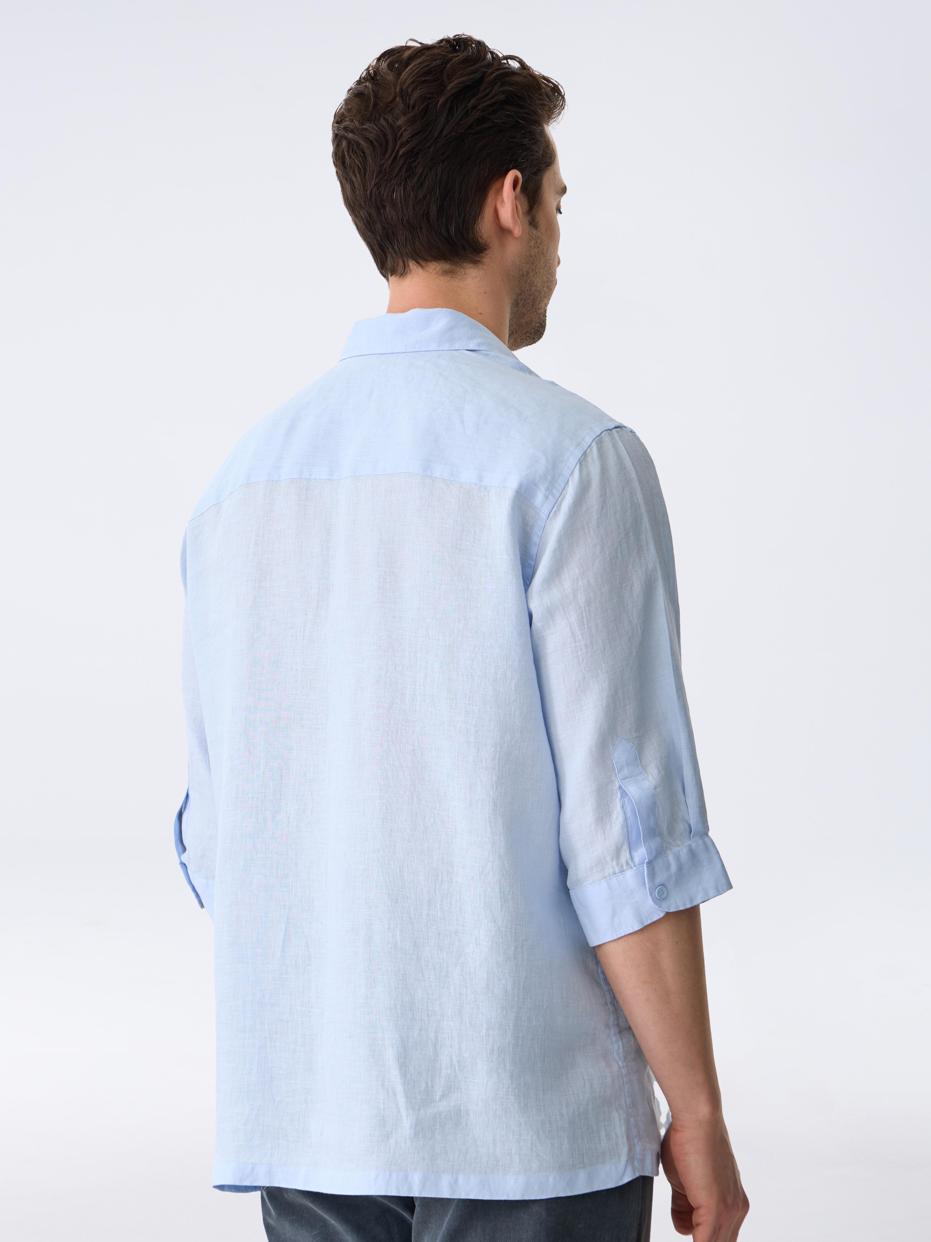 THE LINEN SHIRT 3/4 - PEARL BLUE