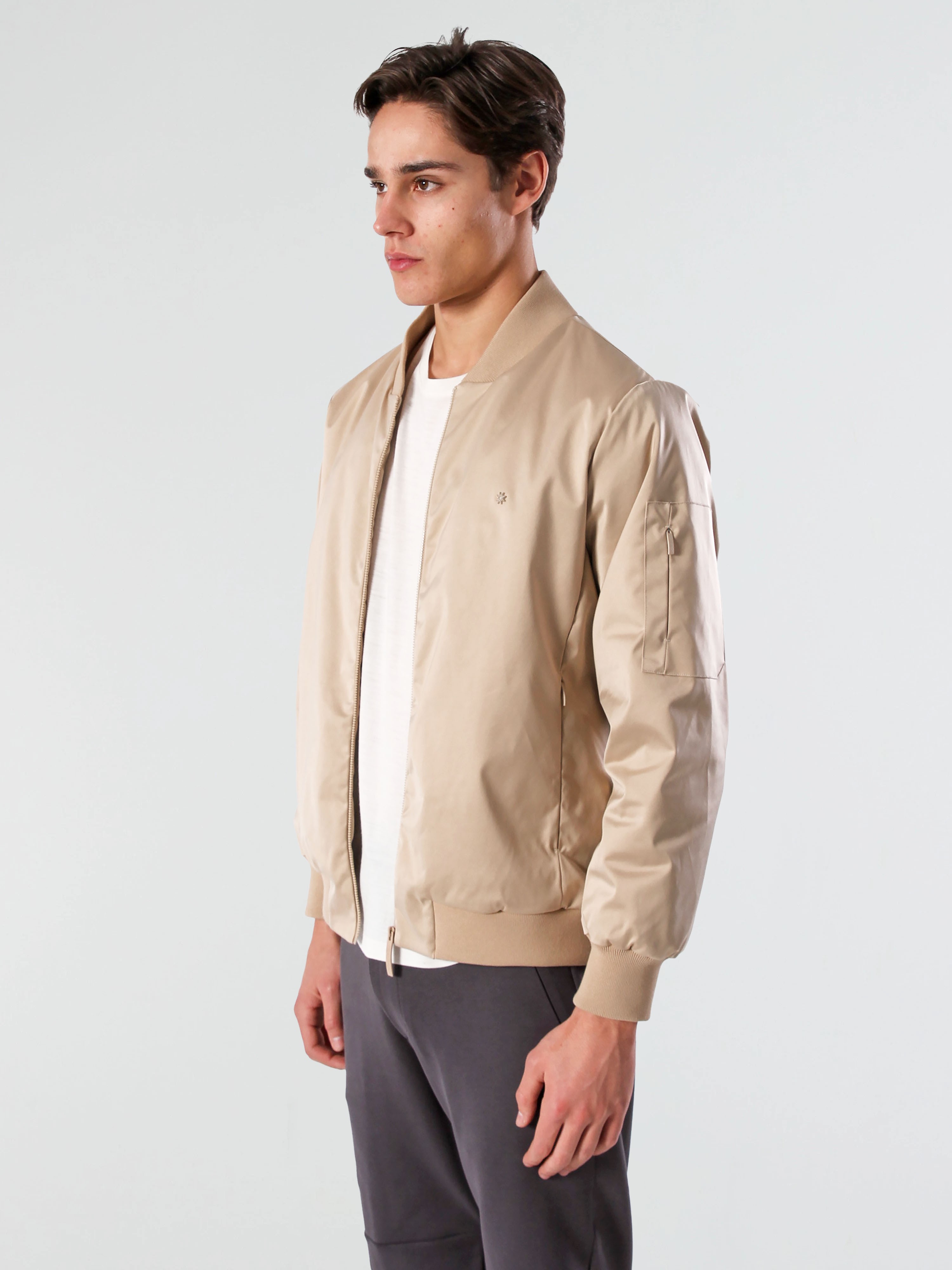 SATIN BOMBER - BEIGE