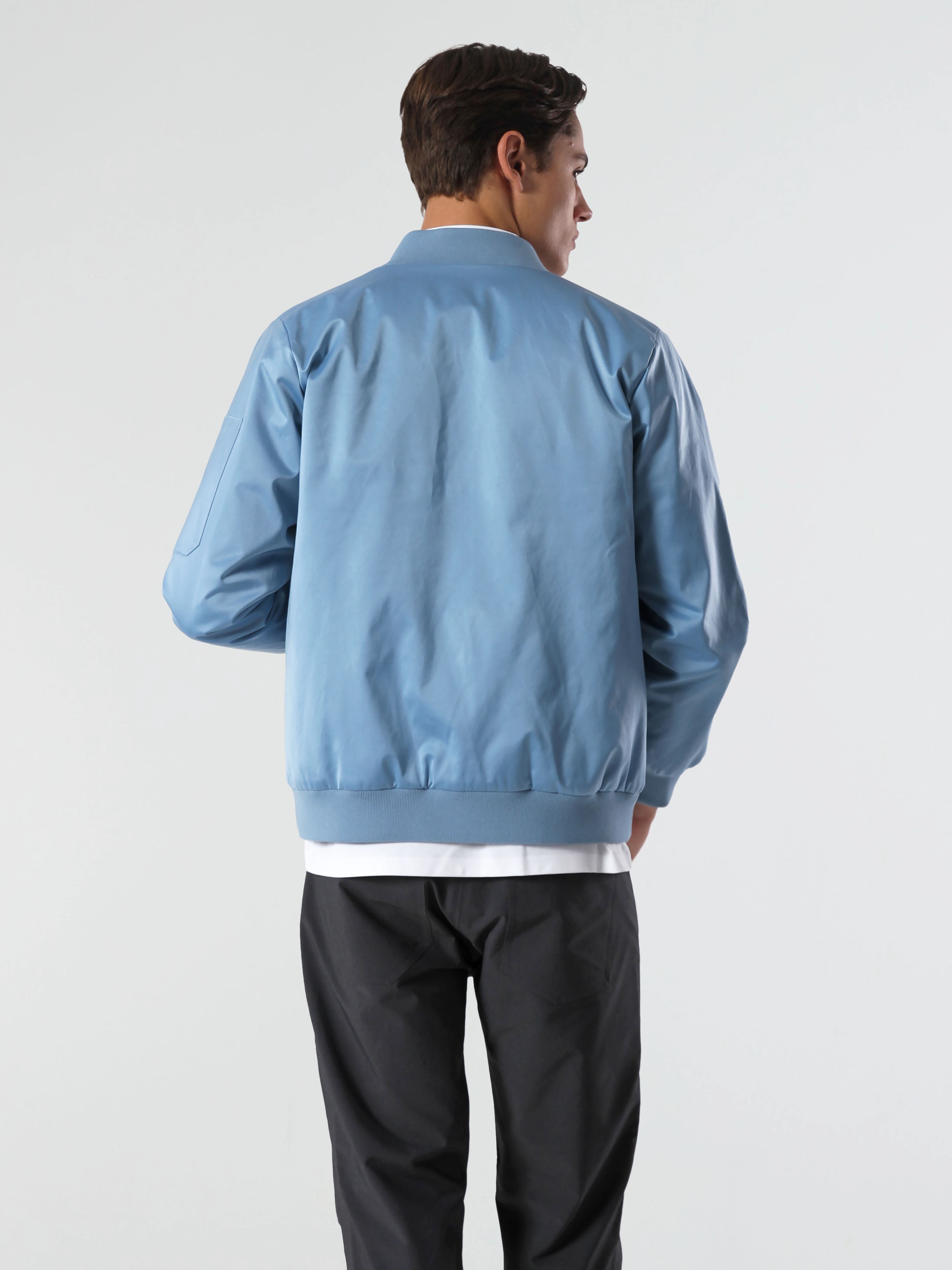 SATIN BOMBER - AZURE BLUE