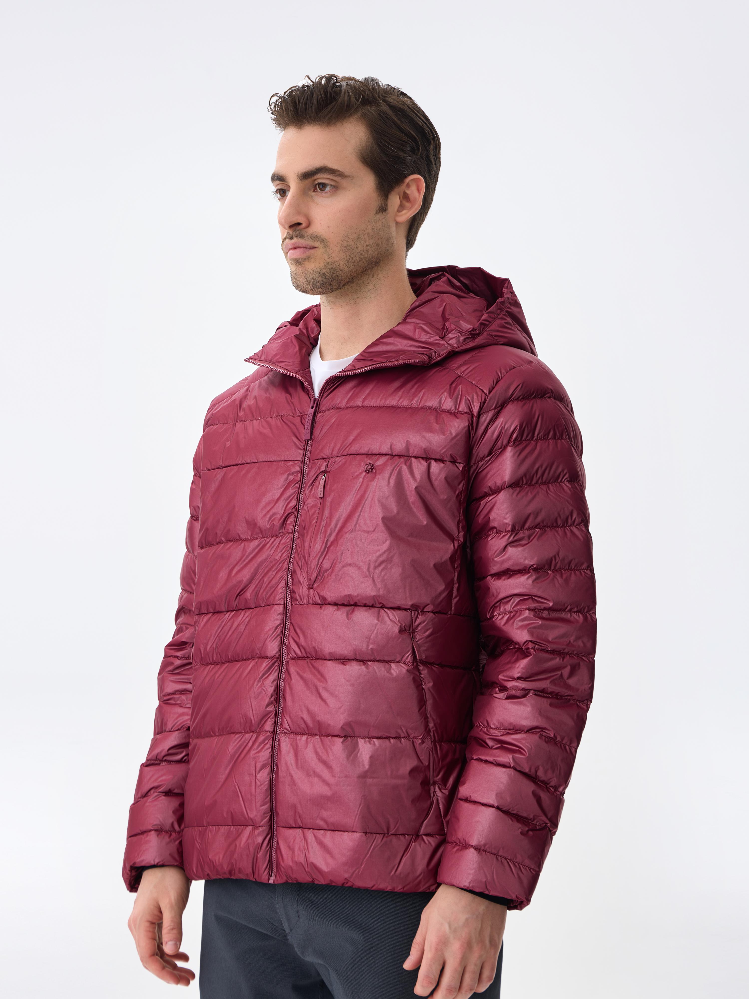 HOODED BOLD DOWN JACKET - BORDEAUX