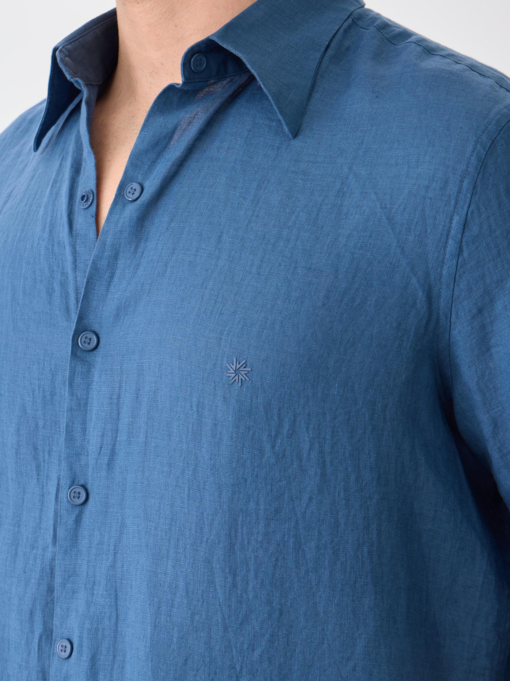 THE LINEN SHIRT 3/4 - AZURE BLUE