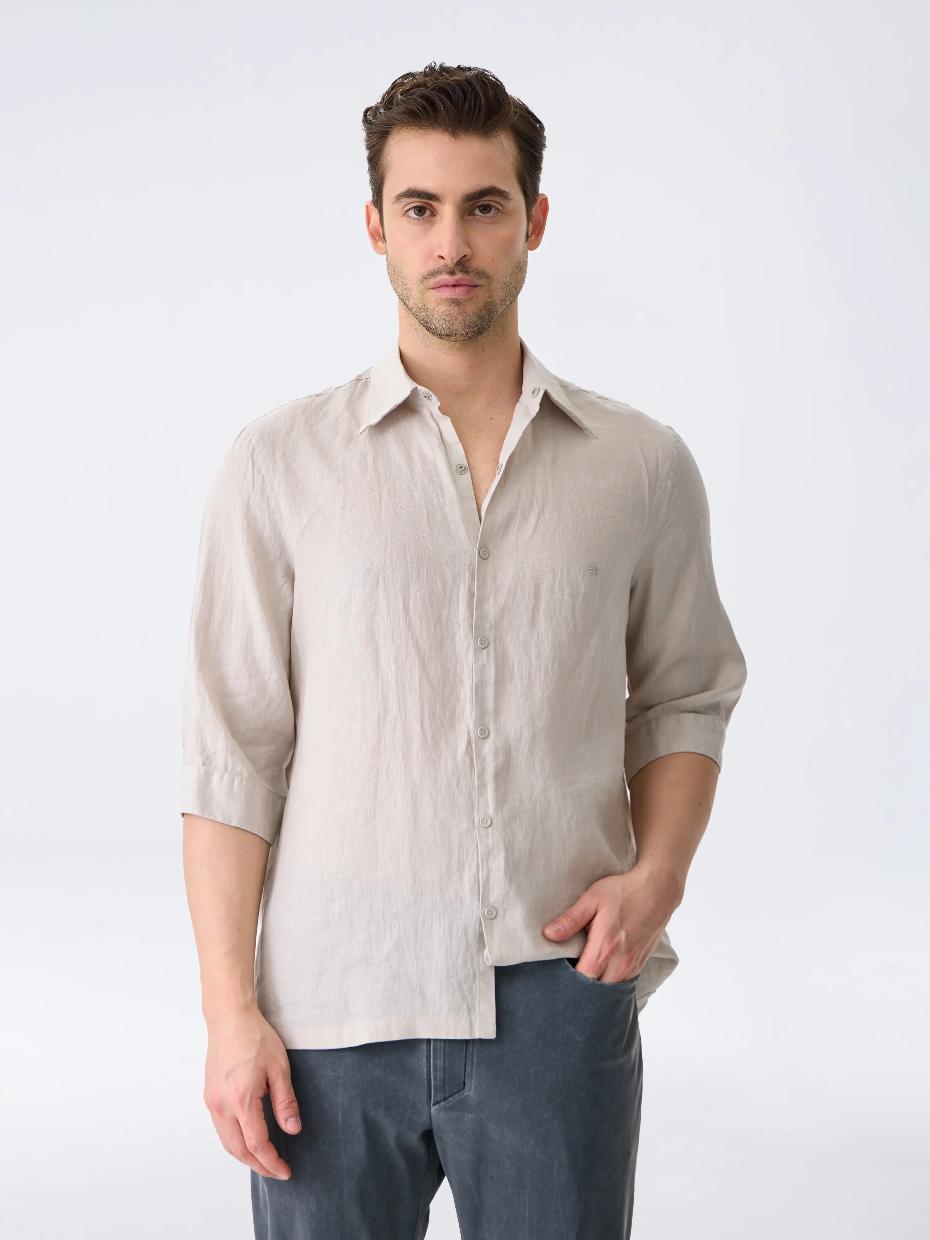 THE LINEN SHIRT 3/4 - BEIGE