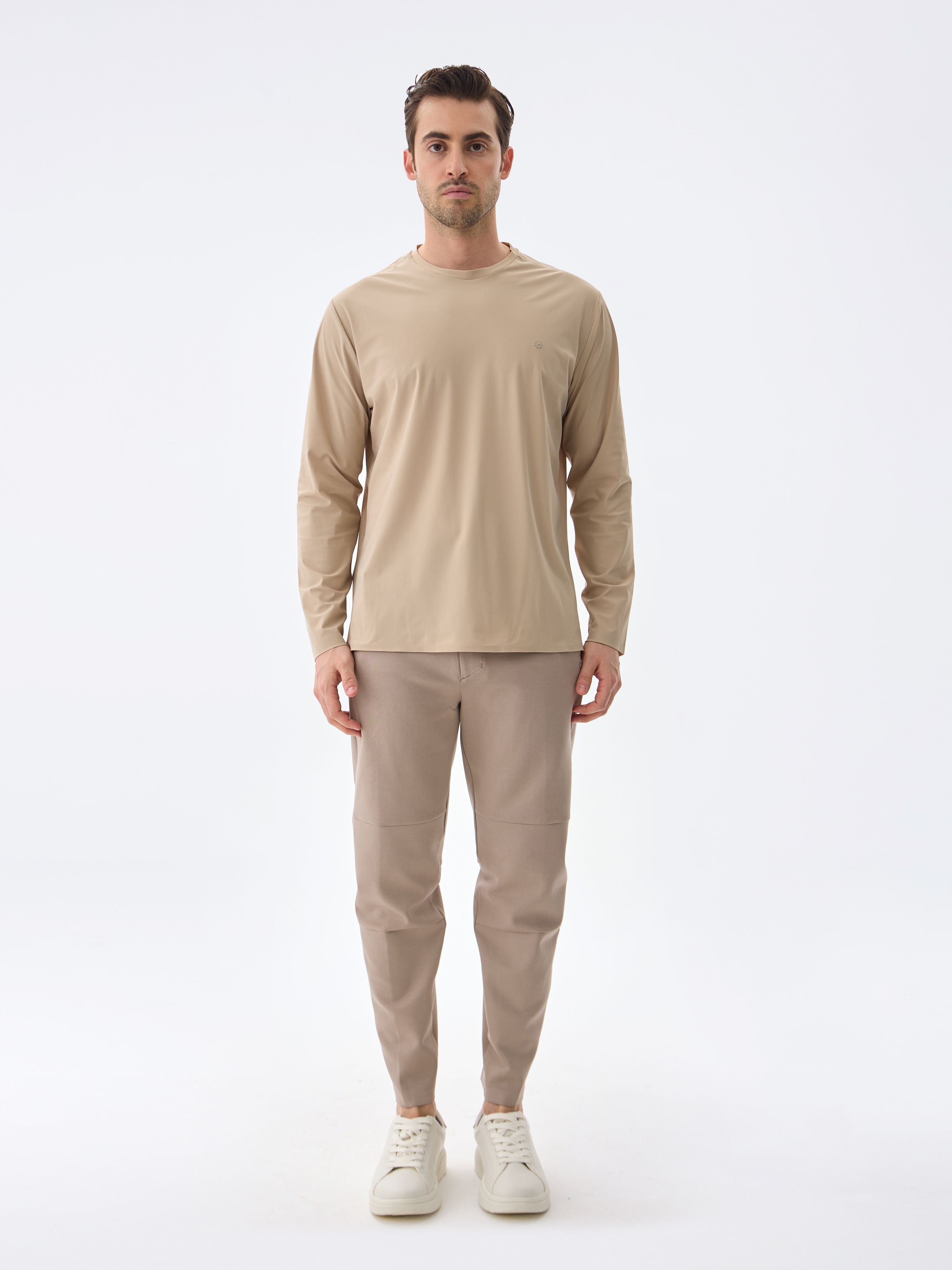 SUPER CREW UZUN KOLLU TİŞÖRT - BEIGE