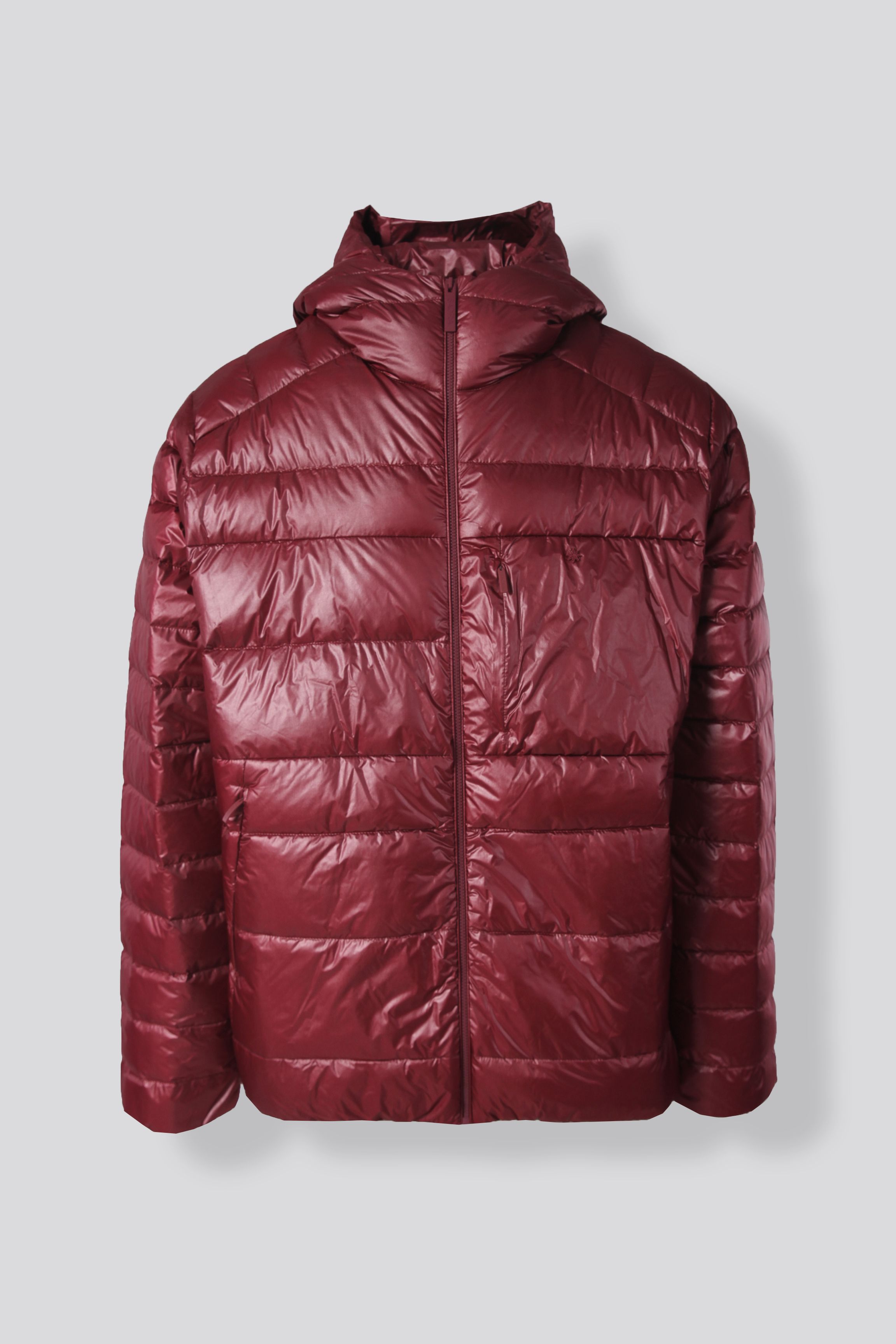 HOODED BOLD DOWN JACKET - BORDEAUX