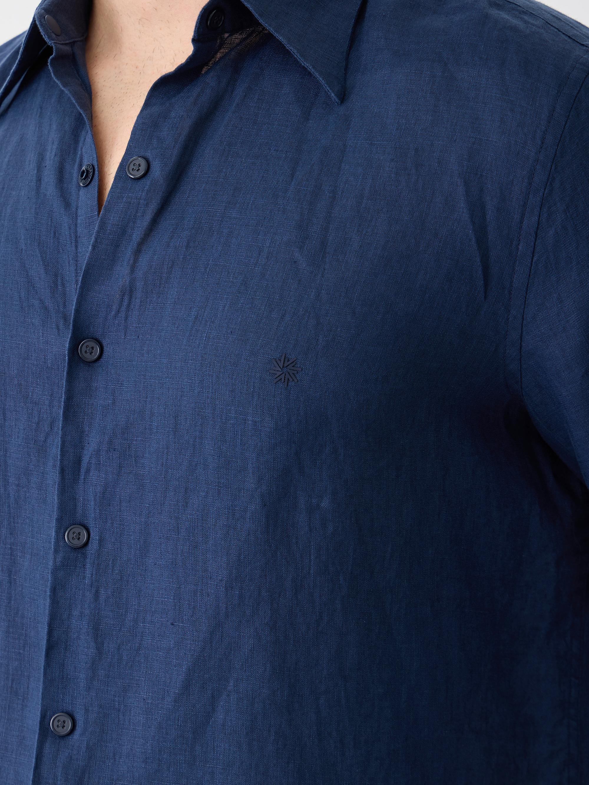 THE LINEN SHIRT 3/4 - NAVY