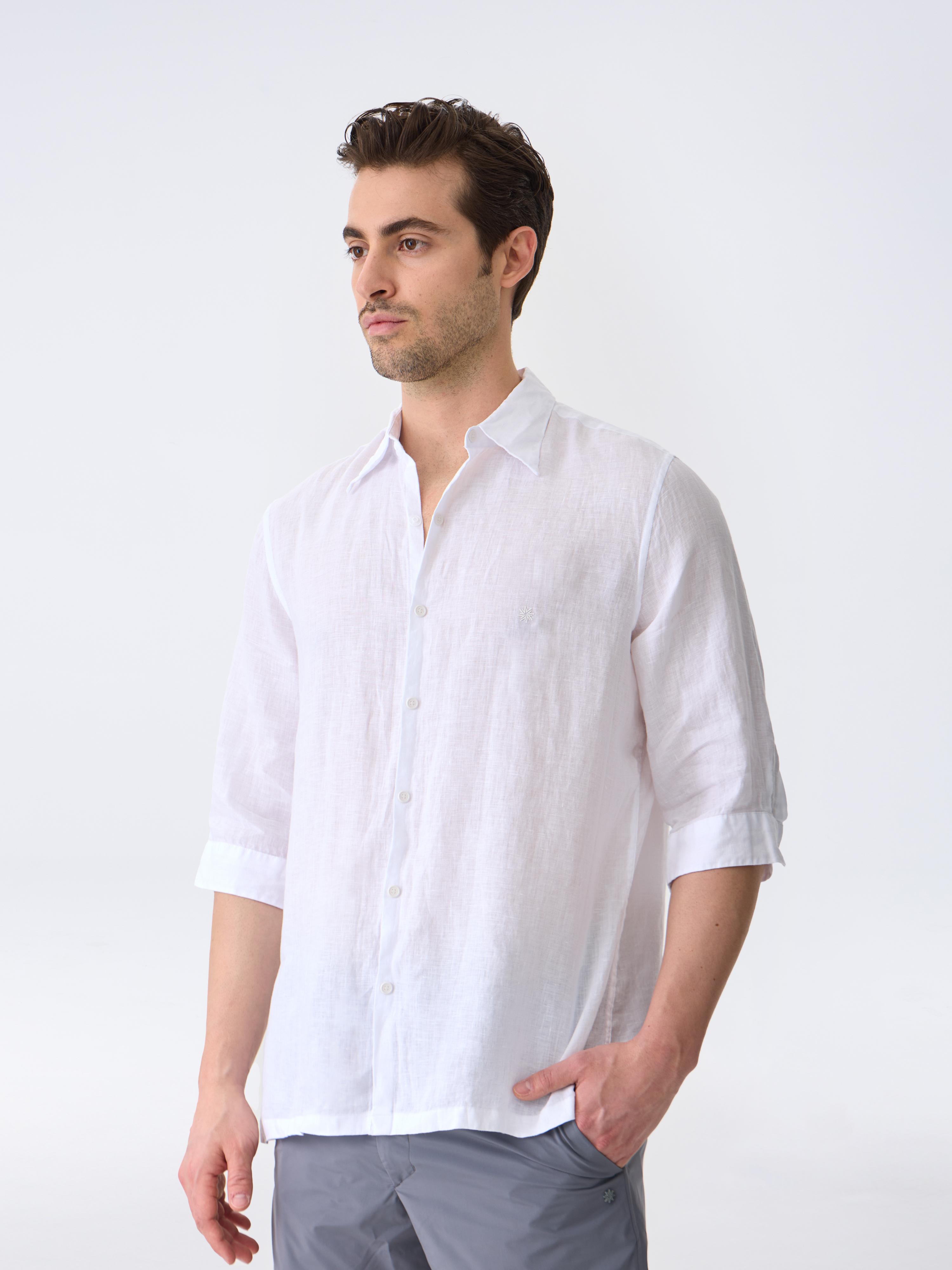 THE LINEN SHIRT 3/4 - WHITE