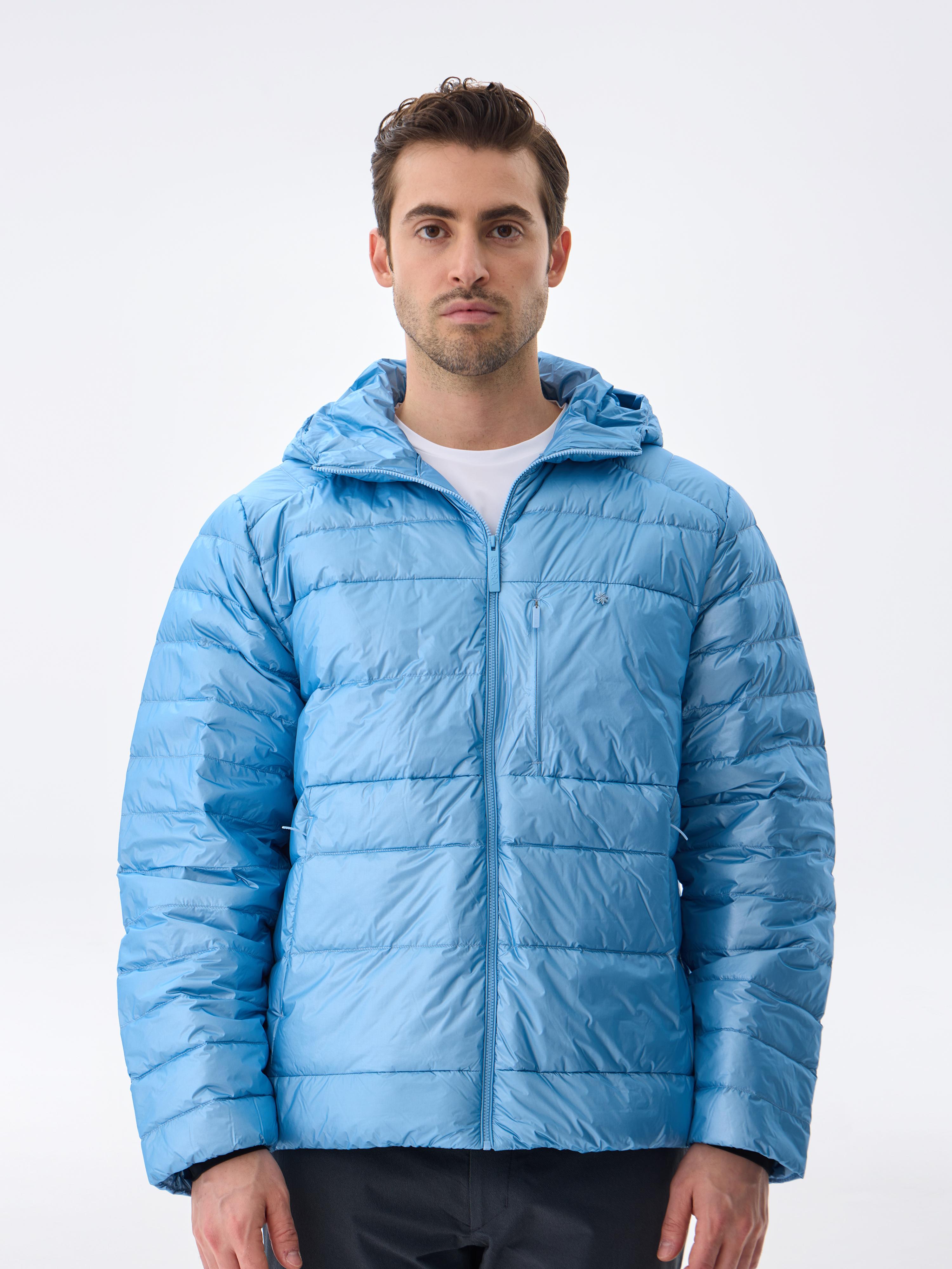 HOODED BOLD DOWN JACKET - AZURE BLUE