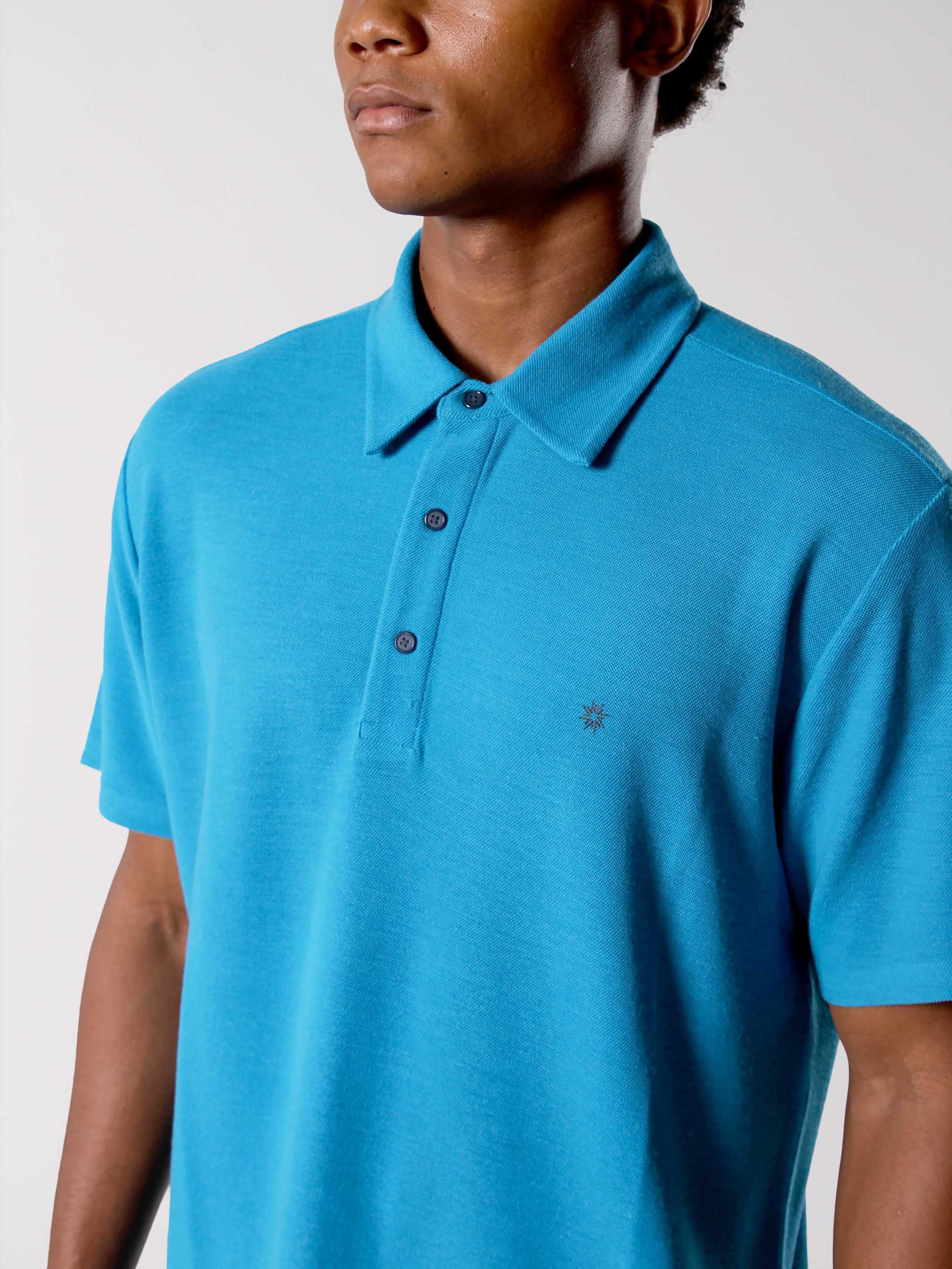 WOOLEN ELEGANCE POLO - BLUE