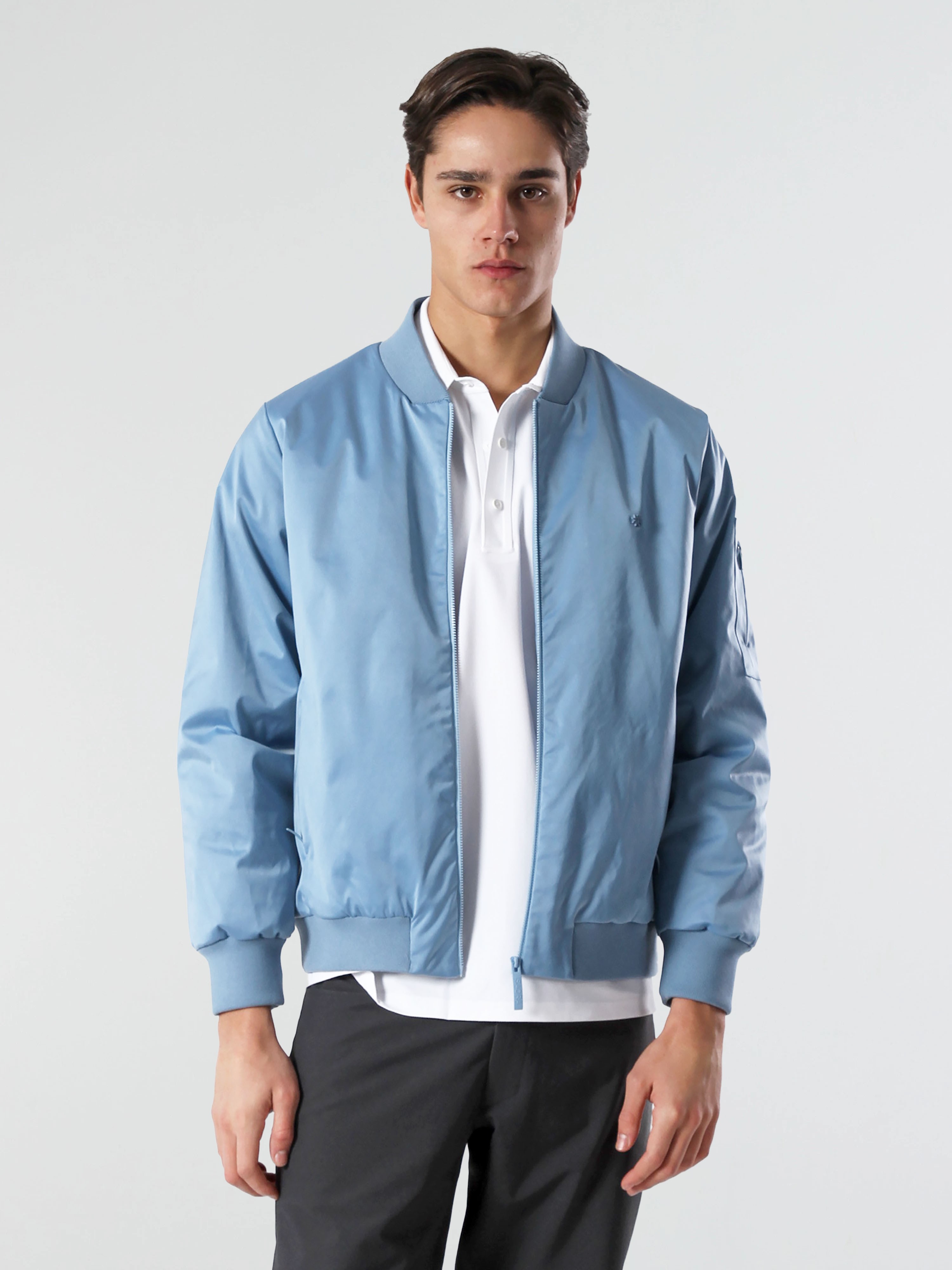 SATIN BOMBER - AZURE BLUE