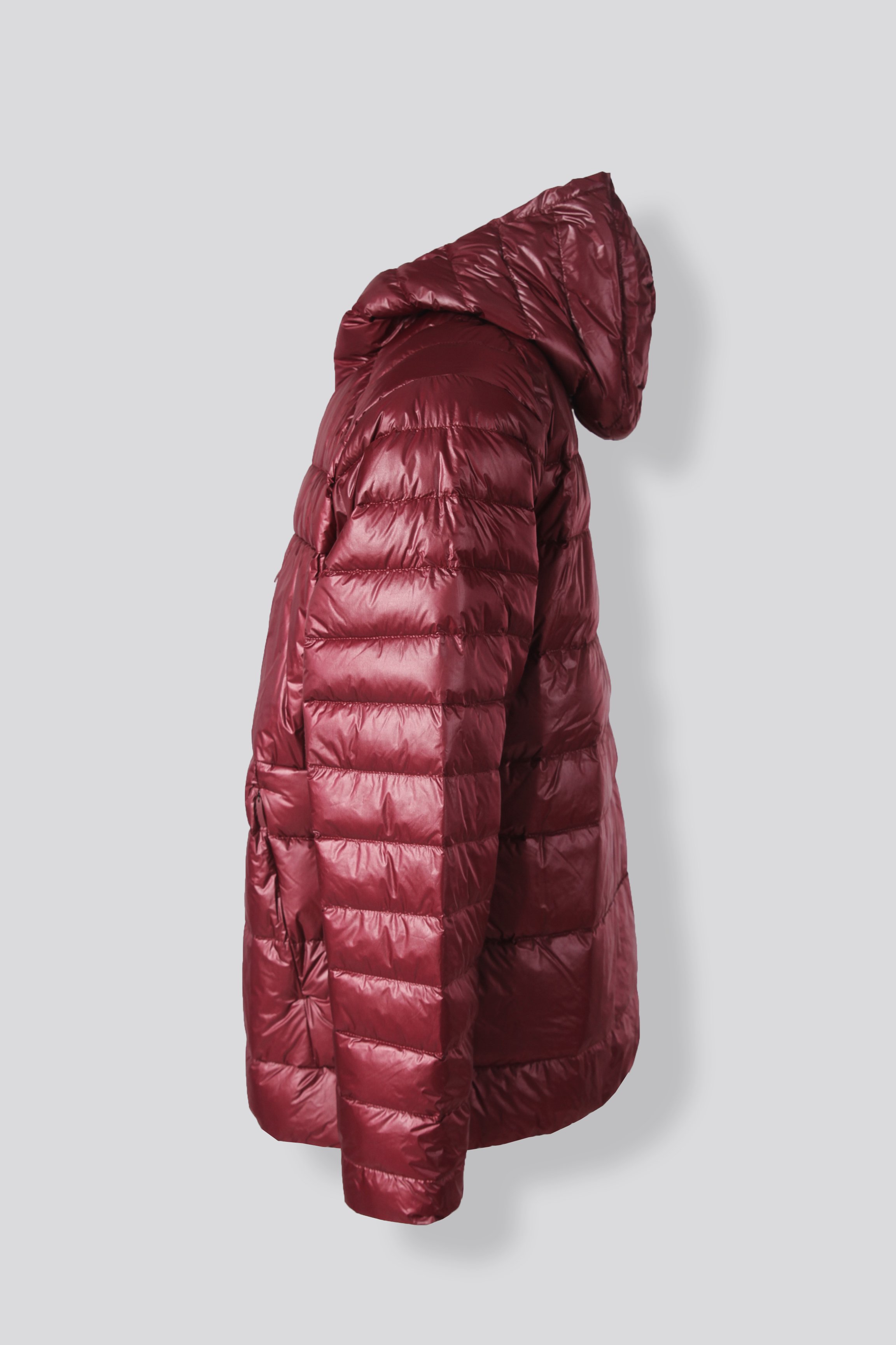 HOODED BOLD DOWN JACKET - BORDEAUX