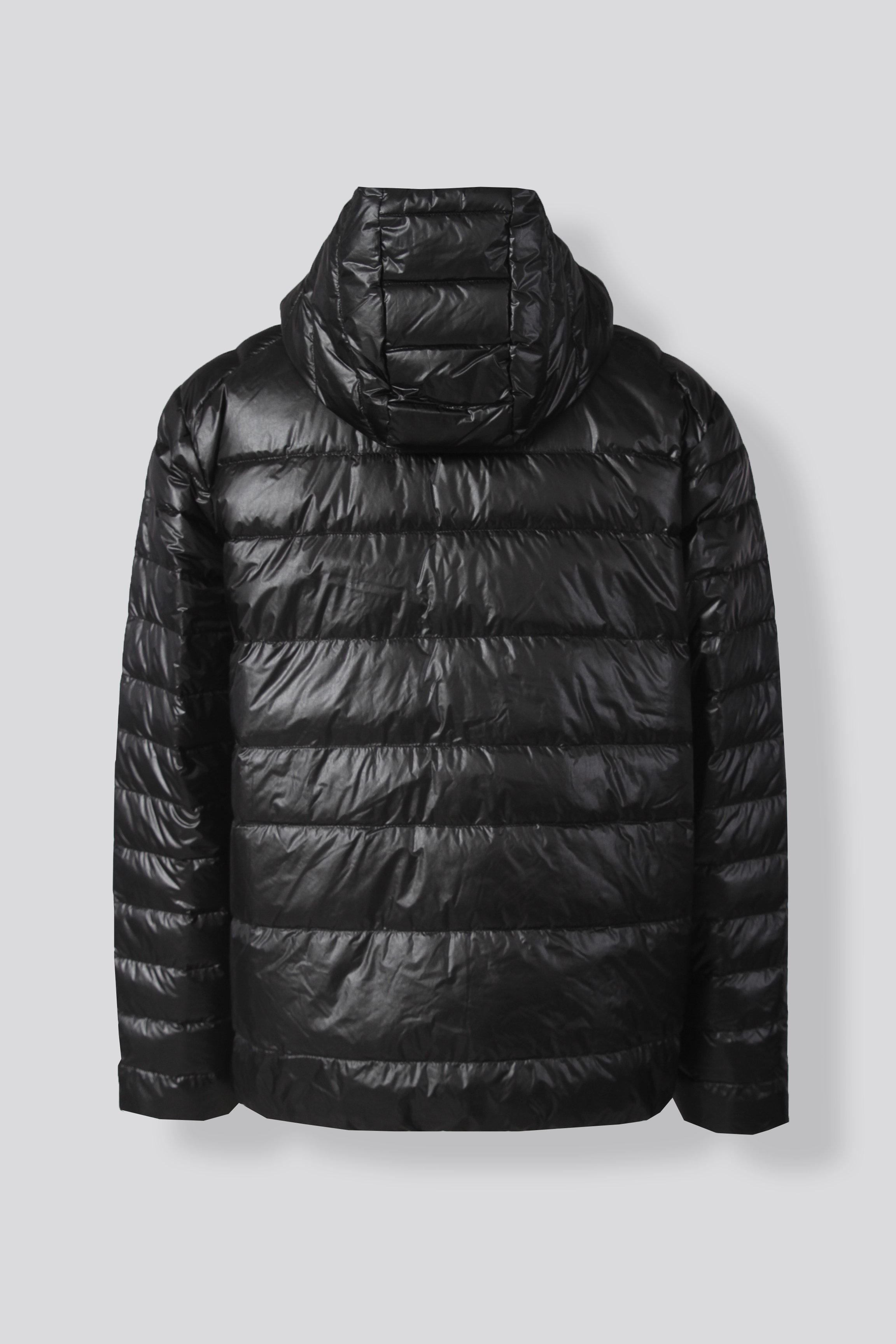 HOODED BOLD DOWN JACKET - BLACK ONYX