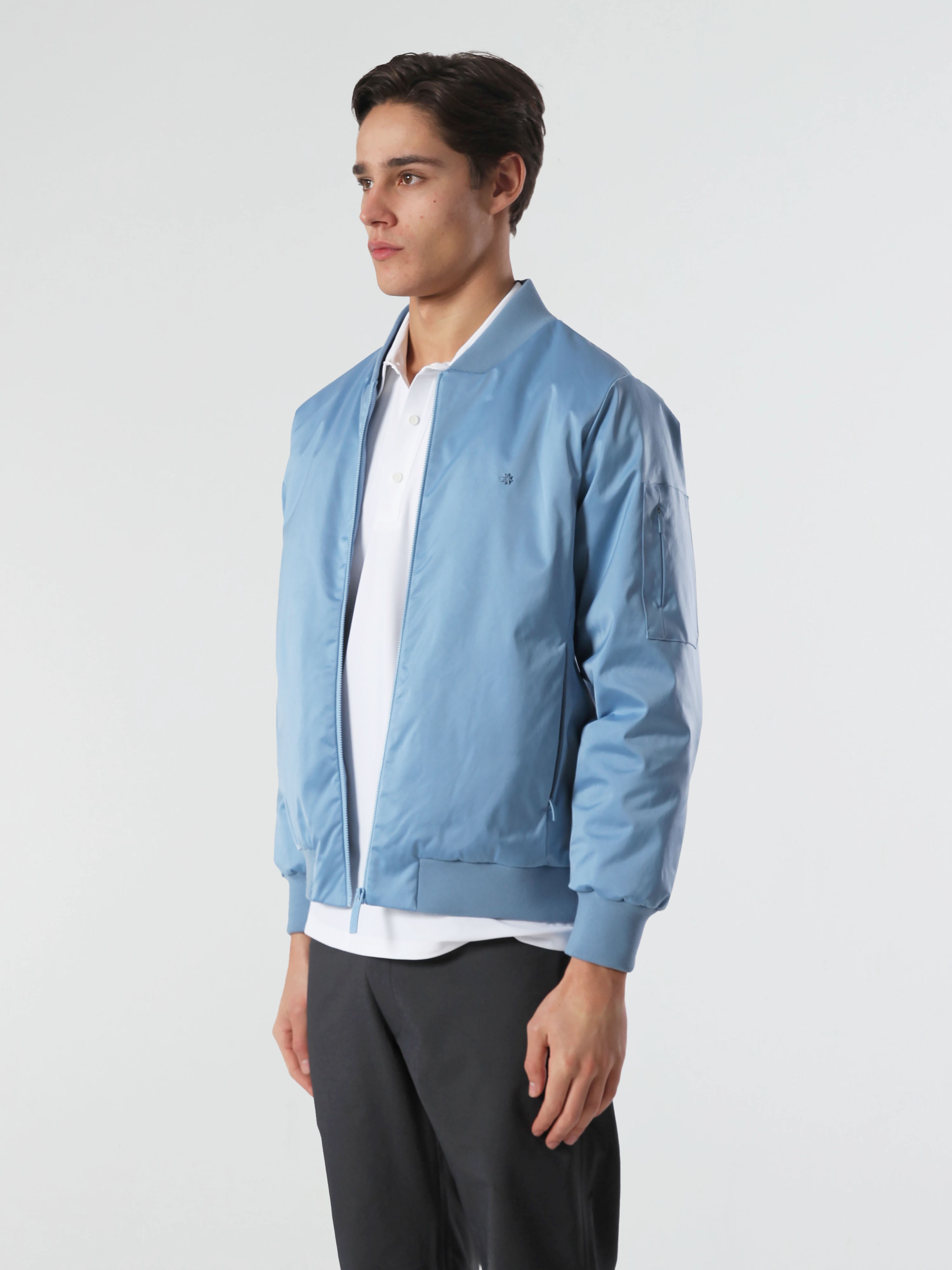 SATIN BOMBER - AZURE BLUE