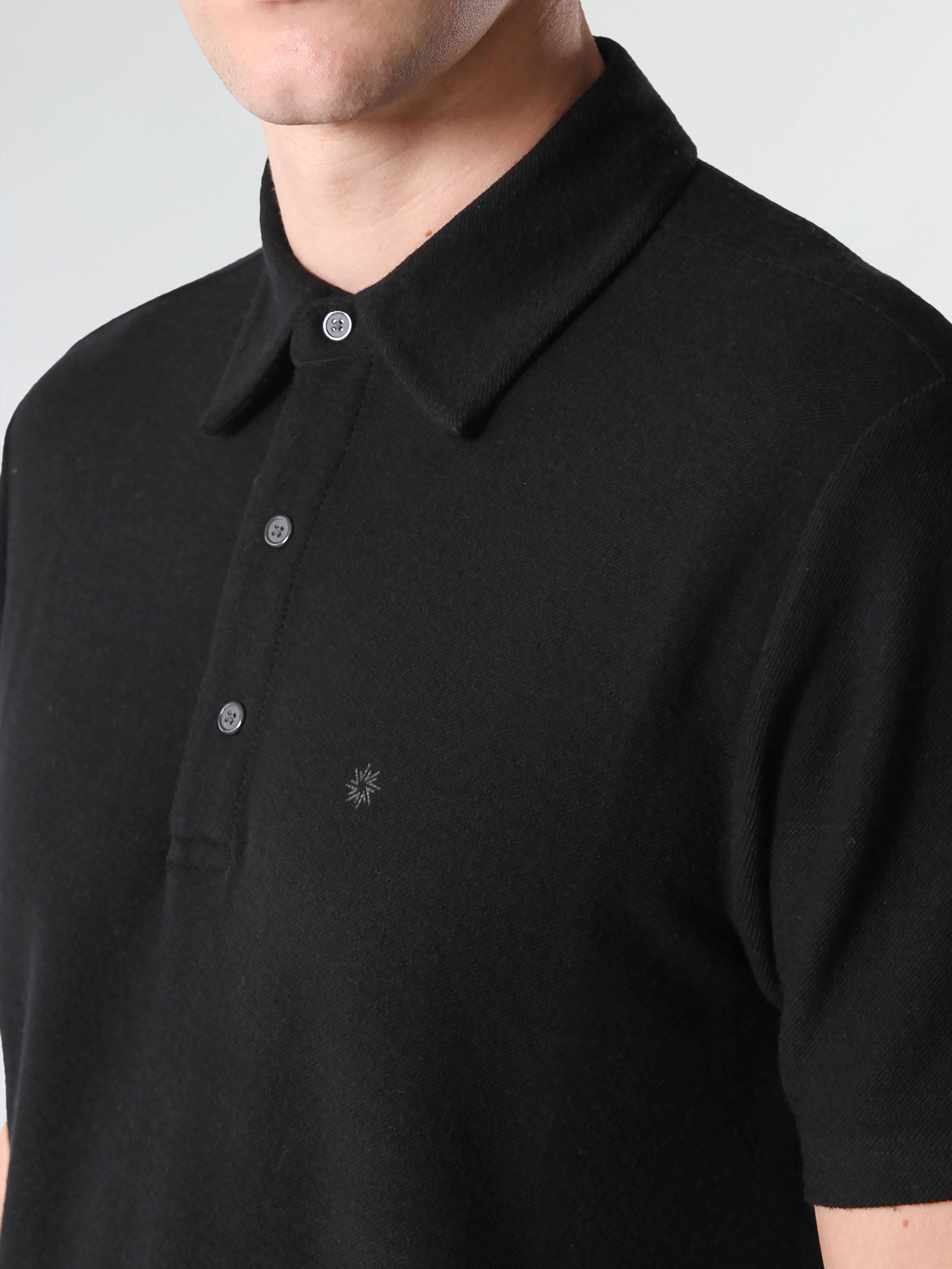 WOOLEN ELEGANCE POLO - BLACK ONYX