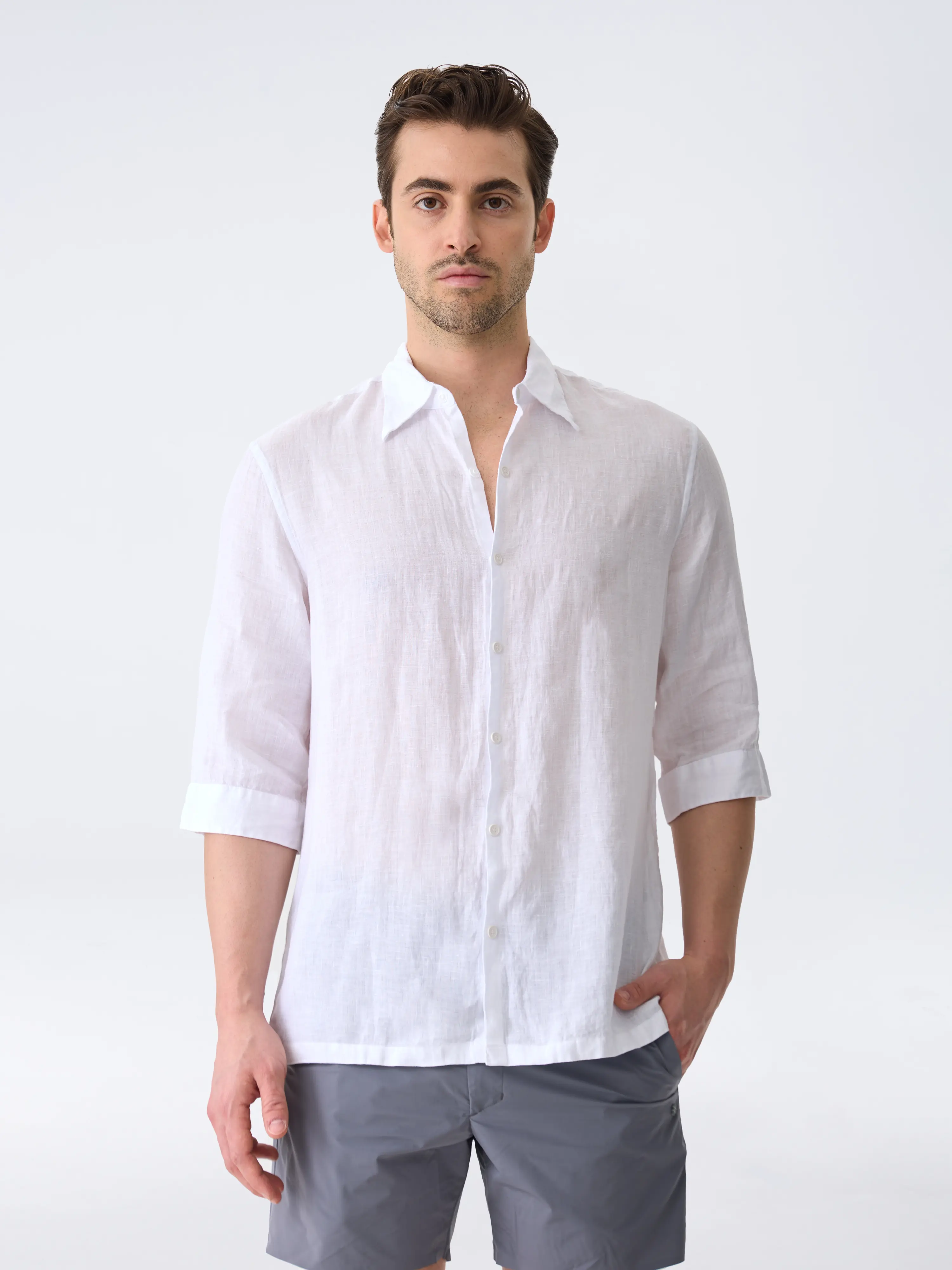 THE LINEN SHIRT 3/4 - WHITE
