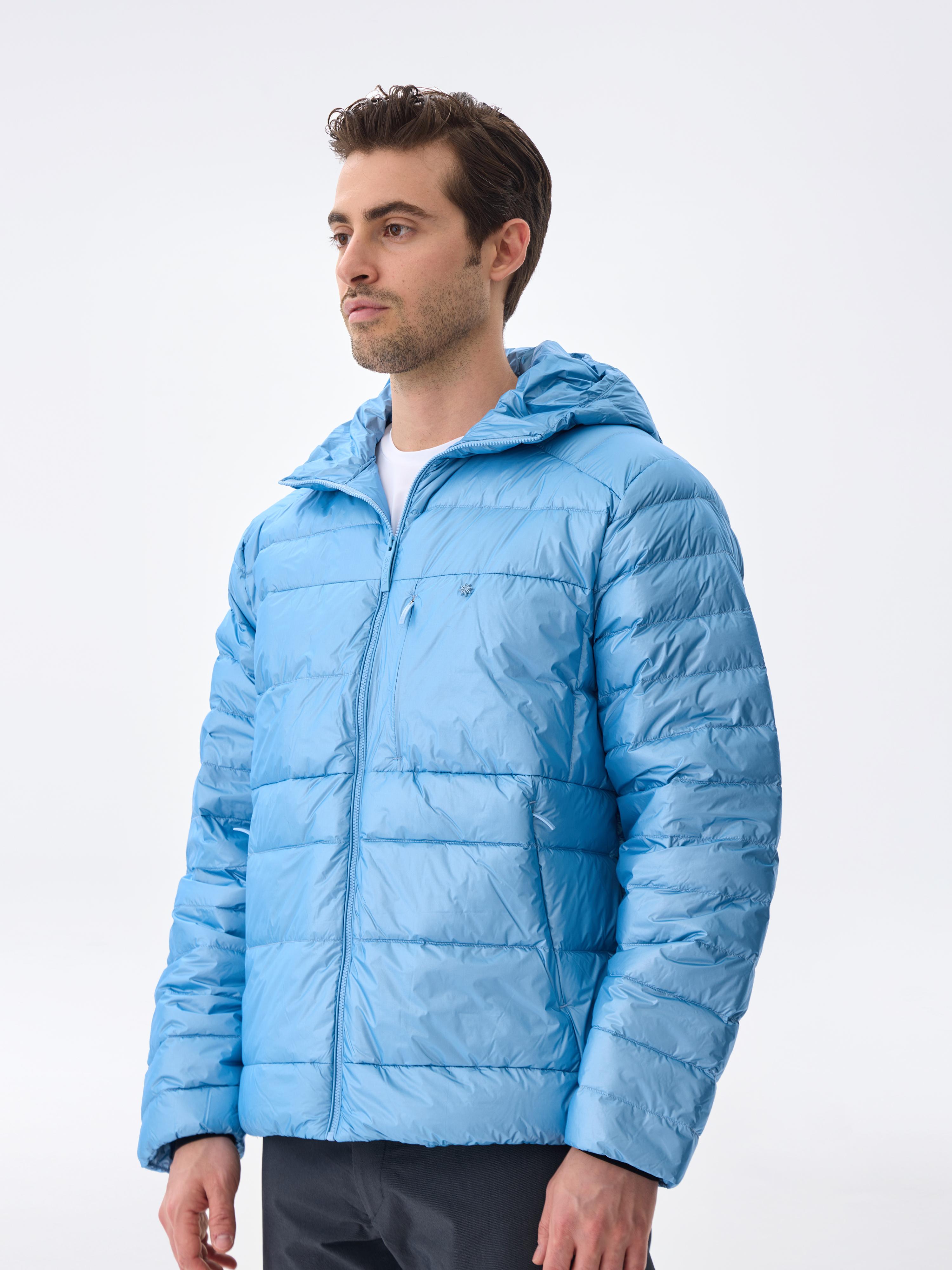 HOODED BOLD DOWN JACKET - AZURE BLUE