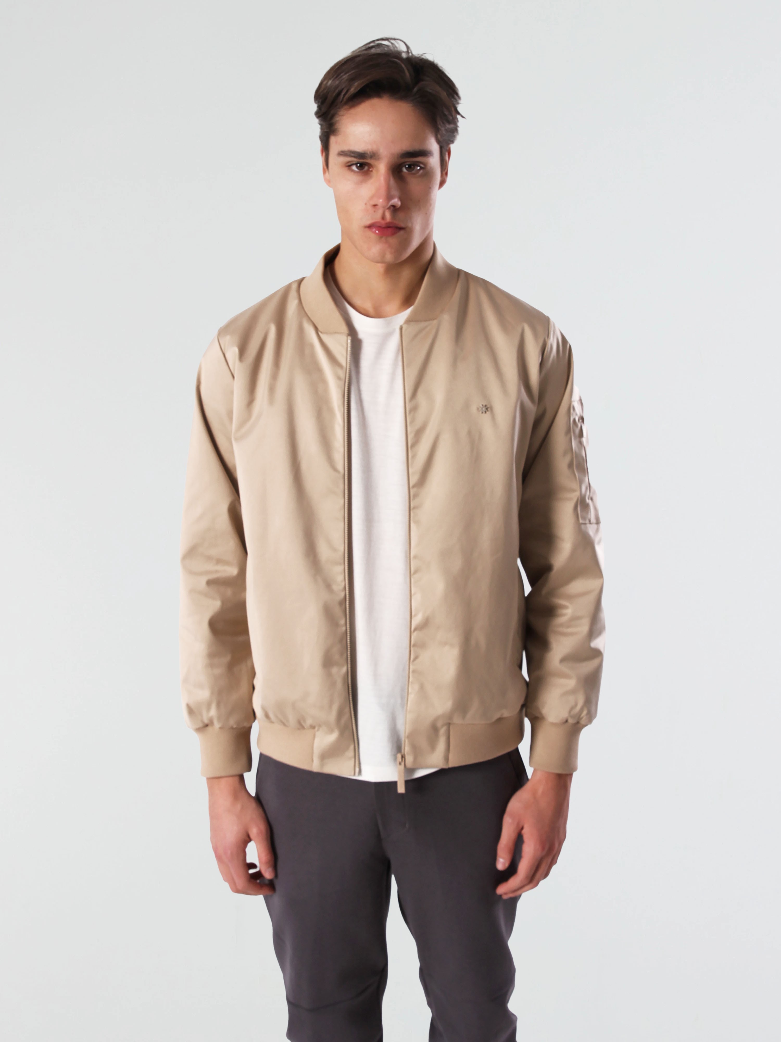 SATIN BOMBER - BEIGE