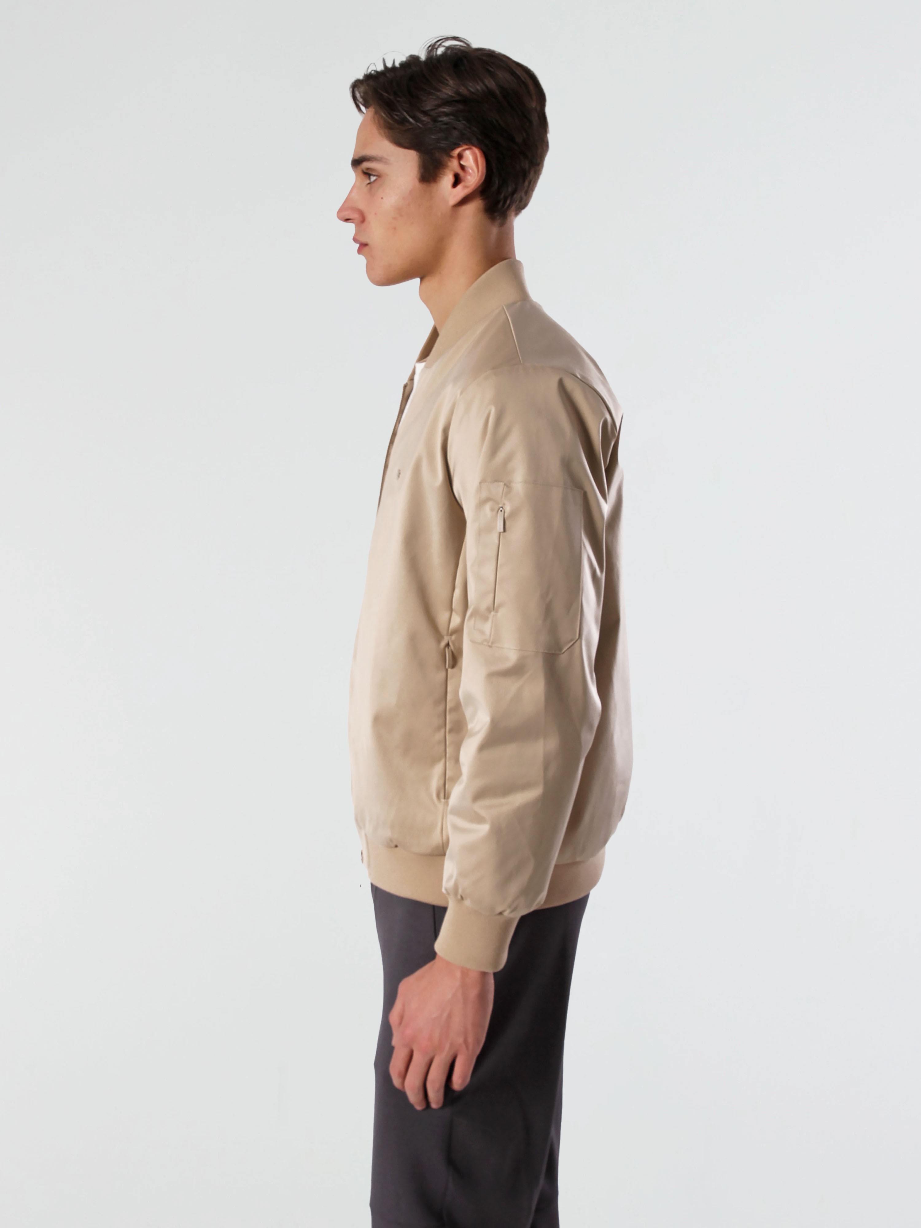 SATIN BOMBER - BEIGE