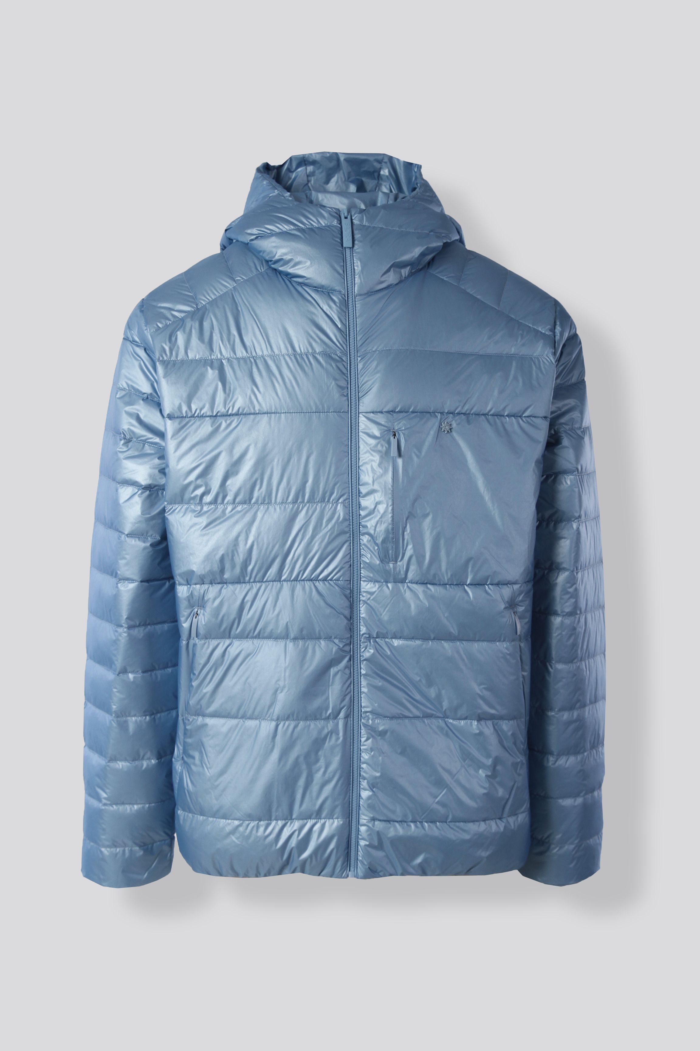 HOODED BOLD DOWN JACKET - AZURE BLUE