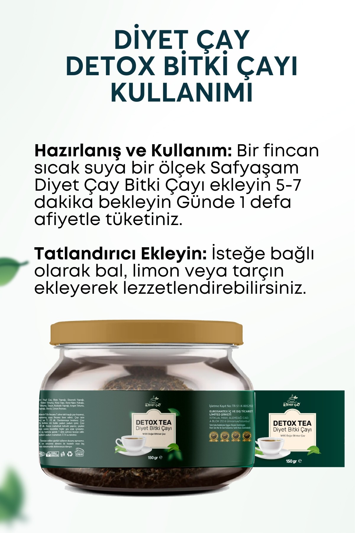 dyt Diyet çay Kilo vermeye yardımcı Detox bitki çayı