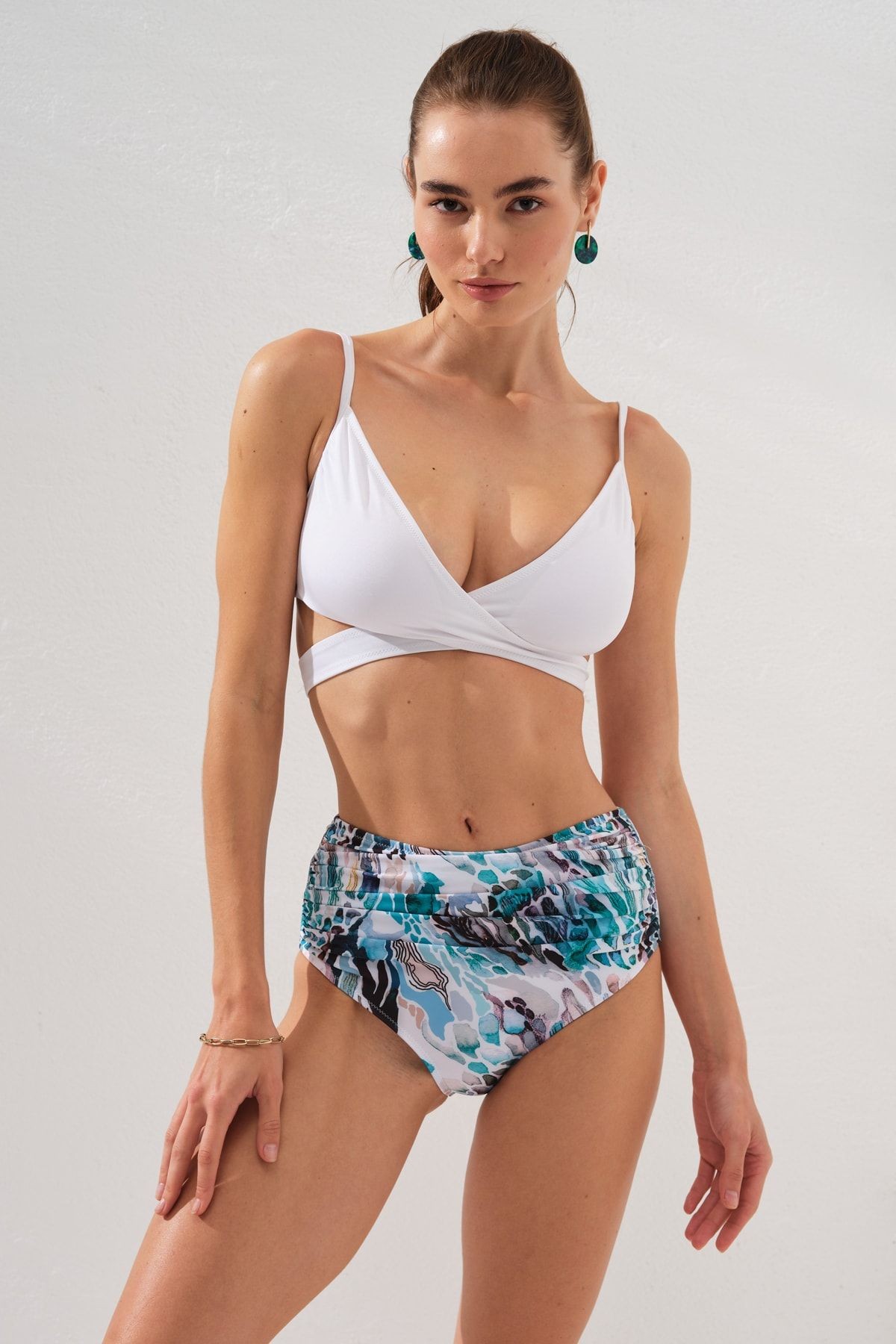 Sasha Belden Bağlamalı Yüksek Bel Bikini Takım 231236-d