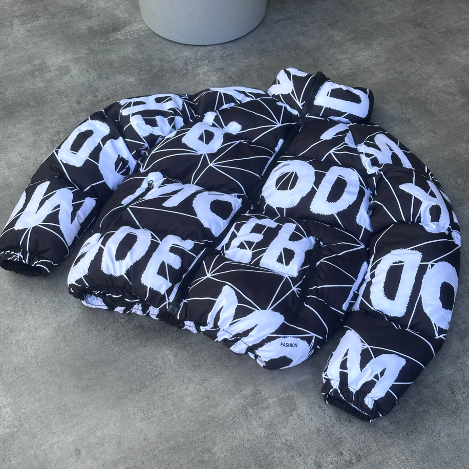 Oversize Modero Siyah Beyaz Şişme Mont