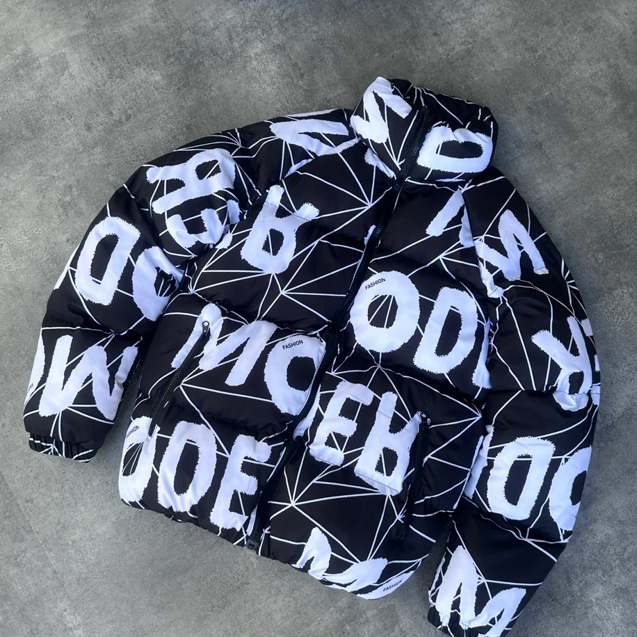 Oversize Modero Siyah Beyaz Şişme Mont