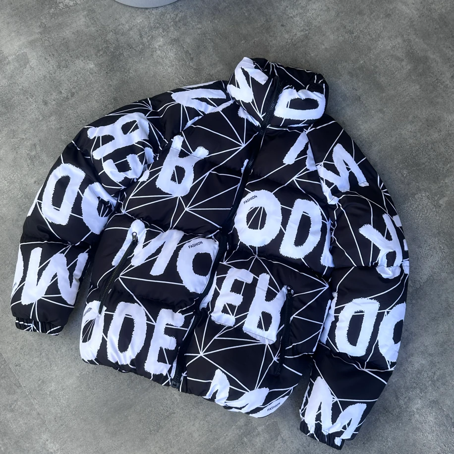 Oversize Modero Siyah Beyaz Şişme Mont