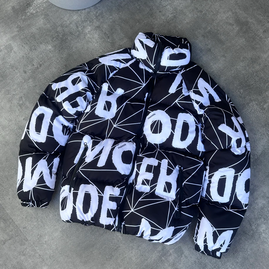 Oversize Modero Siyah Beyaz Şişme Mont