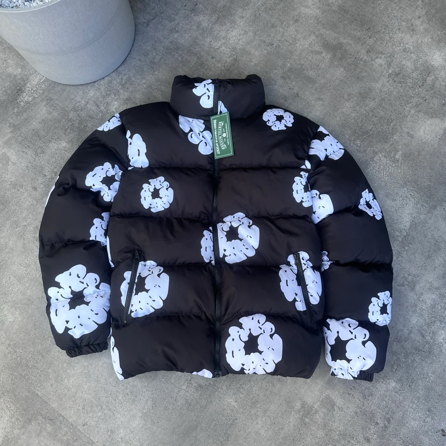 Oversize Papatya Siyah Şişme Mont