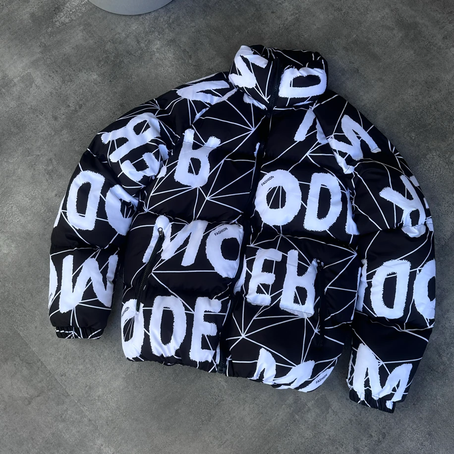 Oversize Modero Siyah Beyaz Şişme Mont