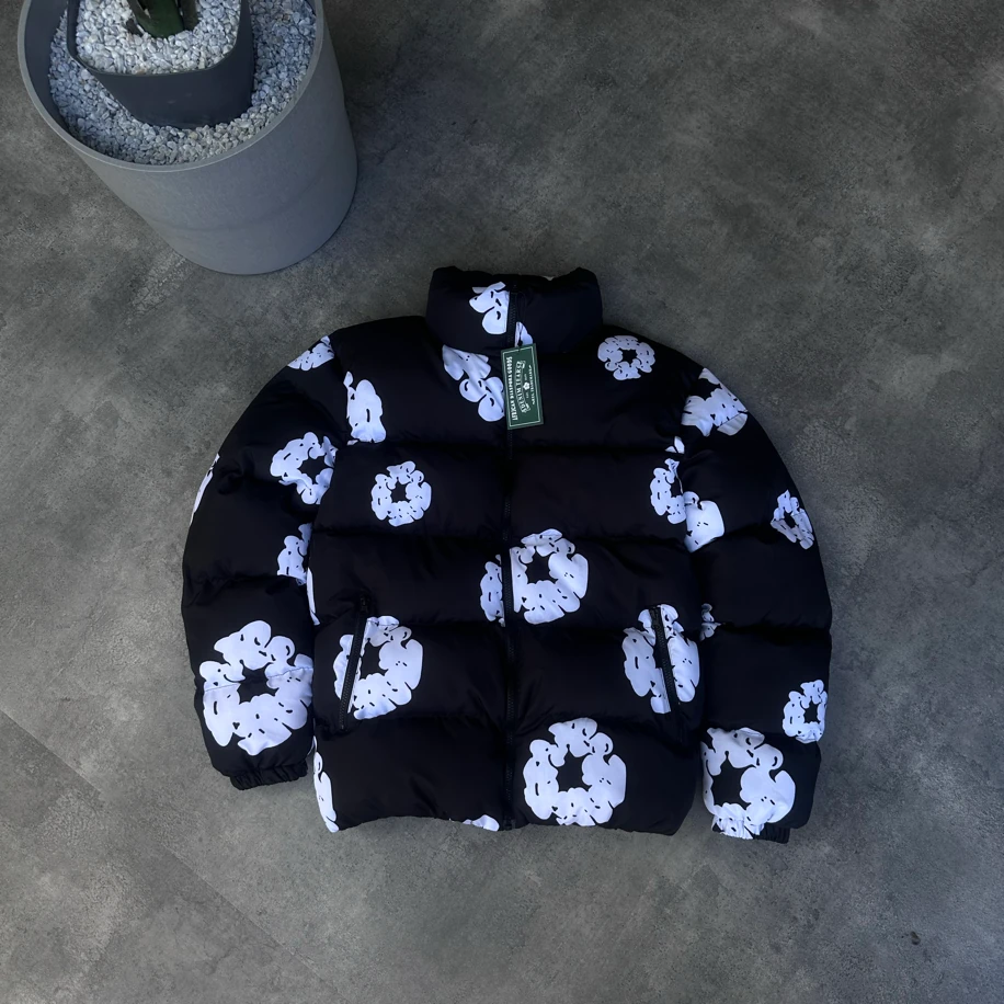 Oversize Papatya Siyah Şişme Mont