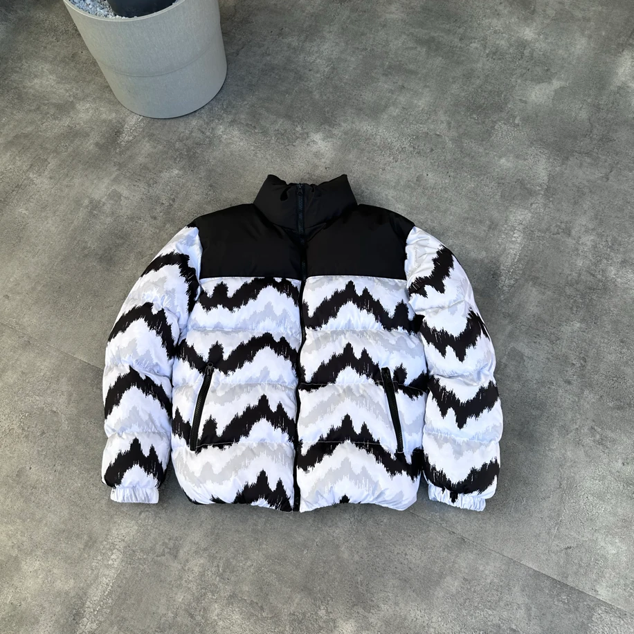 Oversize Dalga Desen Şişme Mont