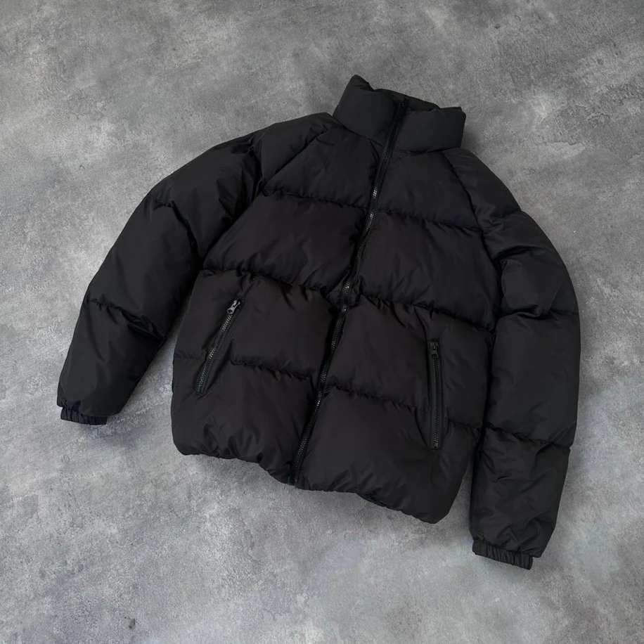 Oversize kesim pm baskılı şişme mont