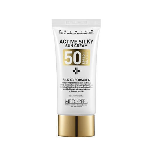 MEDIPEEL Active Silky Sun Cream SPF50+PA+++ 50 ml Peptit ve İpek Kompleksi İçeren Güneş Kremi