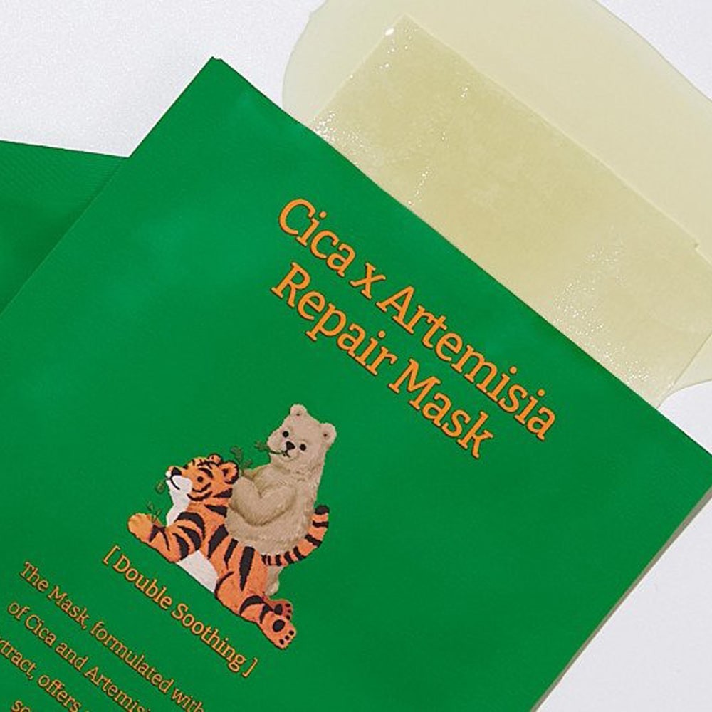 Vely Vely Cica X Artemisia Repair Mask 20 gr Pelin otu ve centella özü içeren canlandırıcı kağıt maskesi