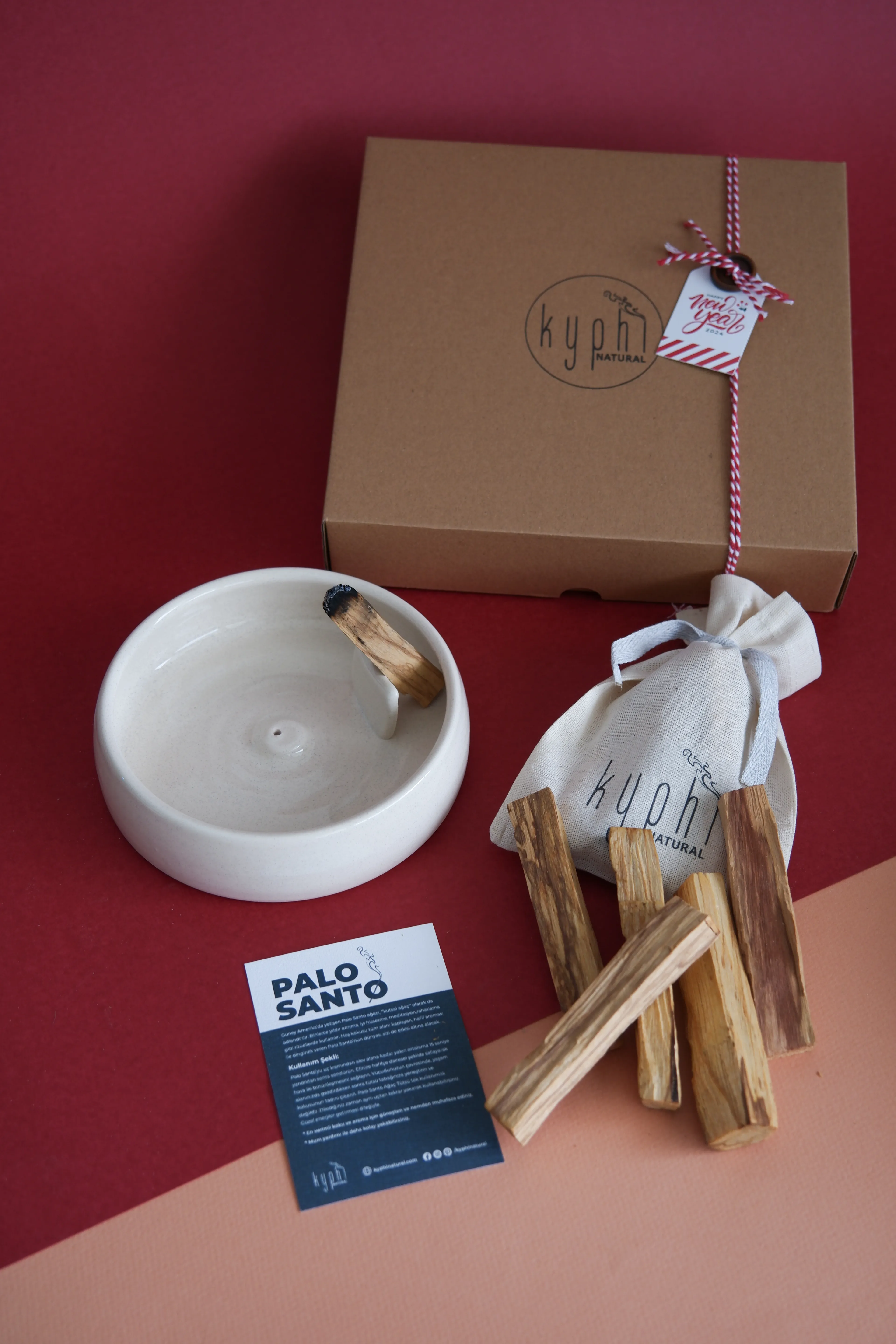 Koza El Yapımı Seramik Tütsülük ve 40gr Palo Santo Ağaç Tütsü