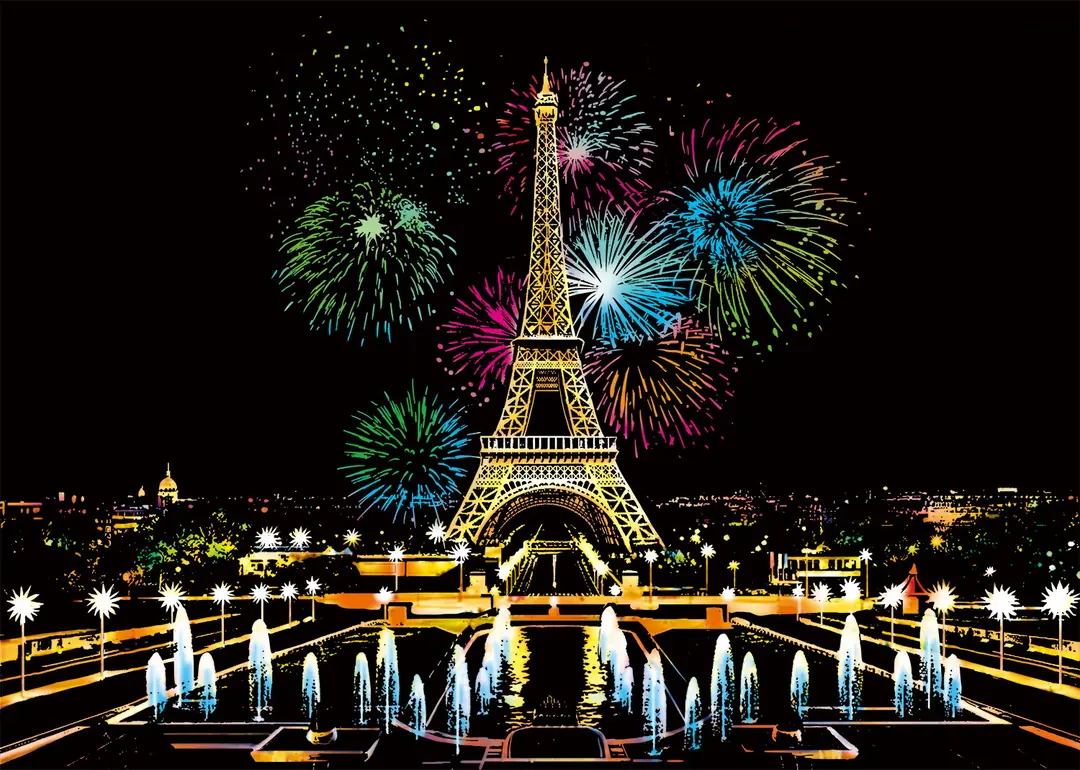 Kazındıktan sonraki renkli Firework Paris tasarımı
