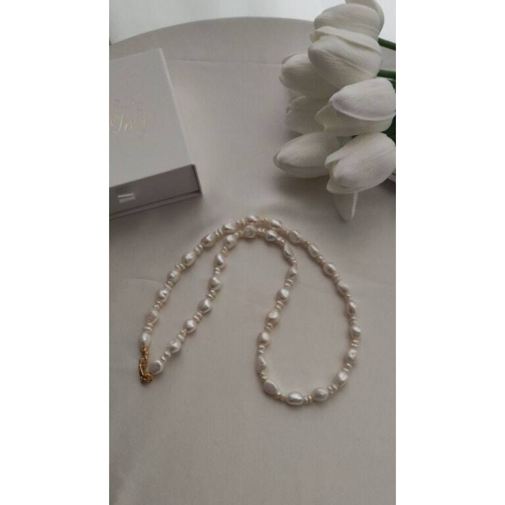 zarif Gerçek İncili Gümüş Kolye.